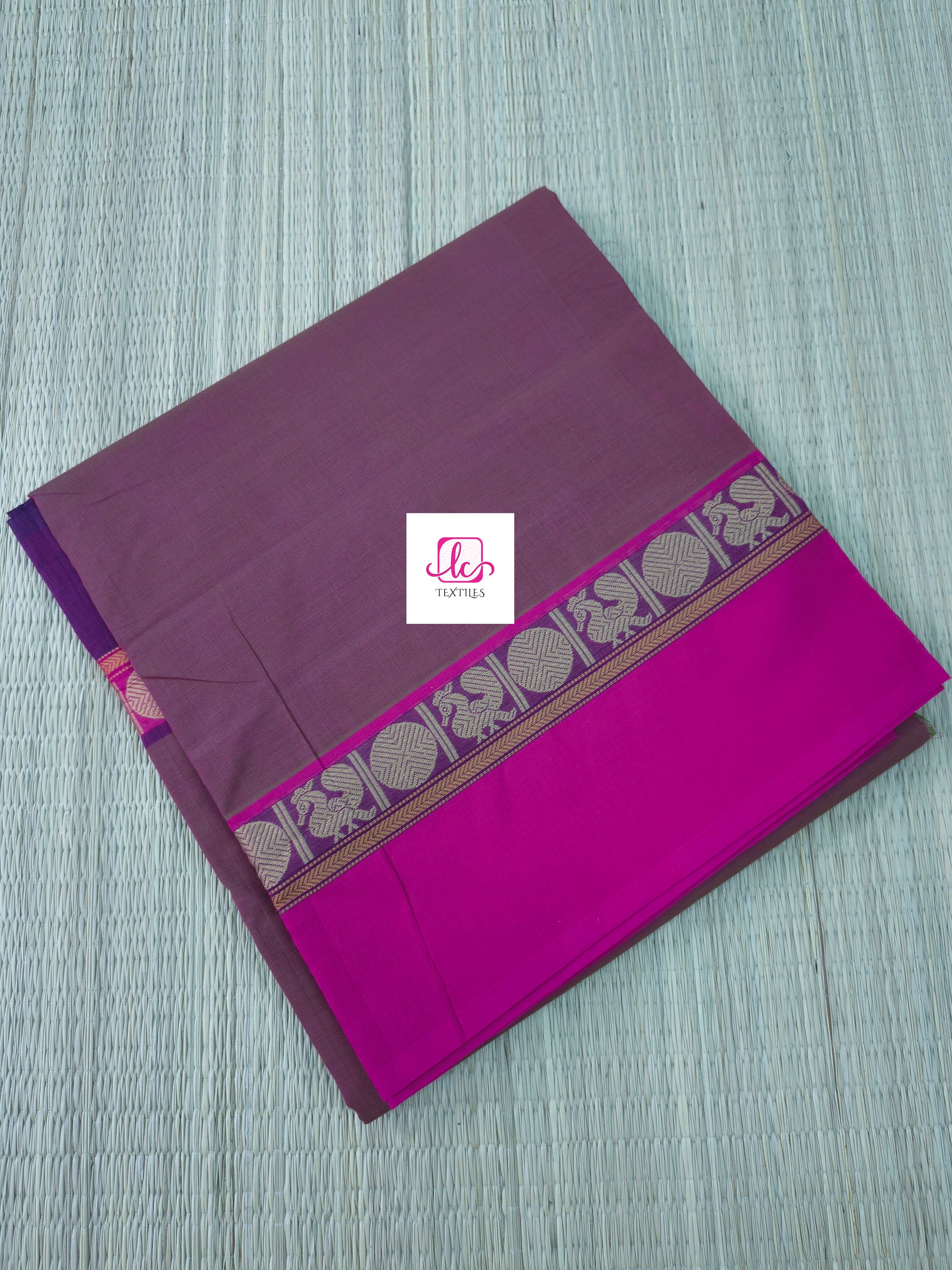 Chettinad Cotton -Daily Wear -khaki mixed pink dual tone- CDW143