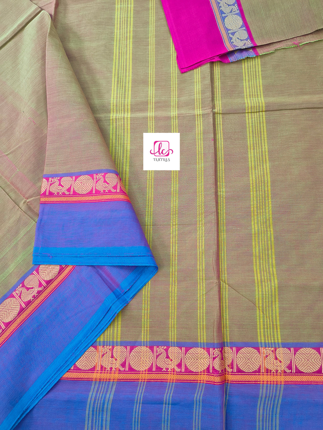 Chettinad Cotton -Daily Wear -Neon green mixed pink dual tone- CDW144