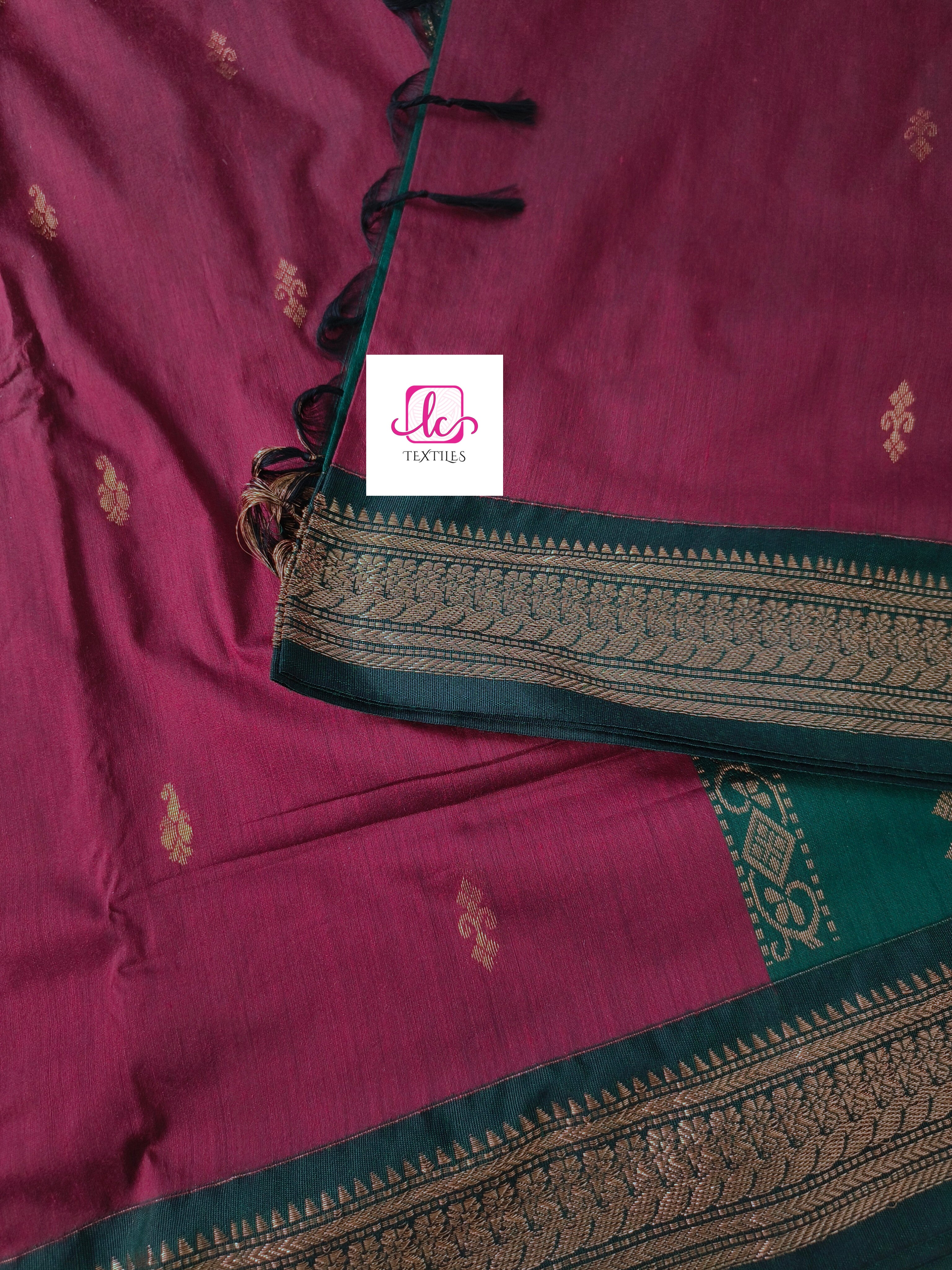 Kalyani cotton -Butta-kum kum maroon-KC03