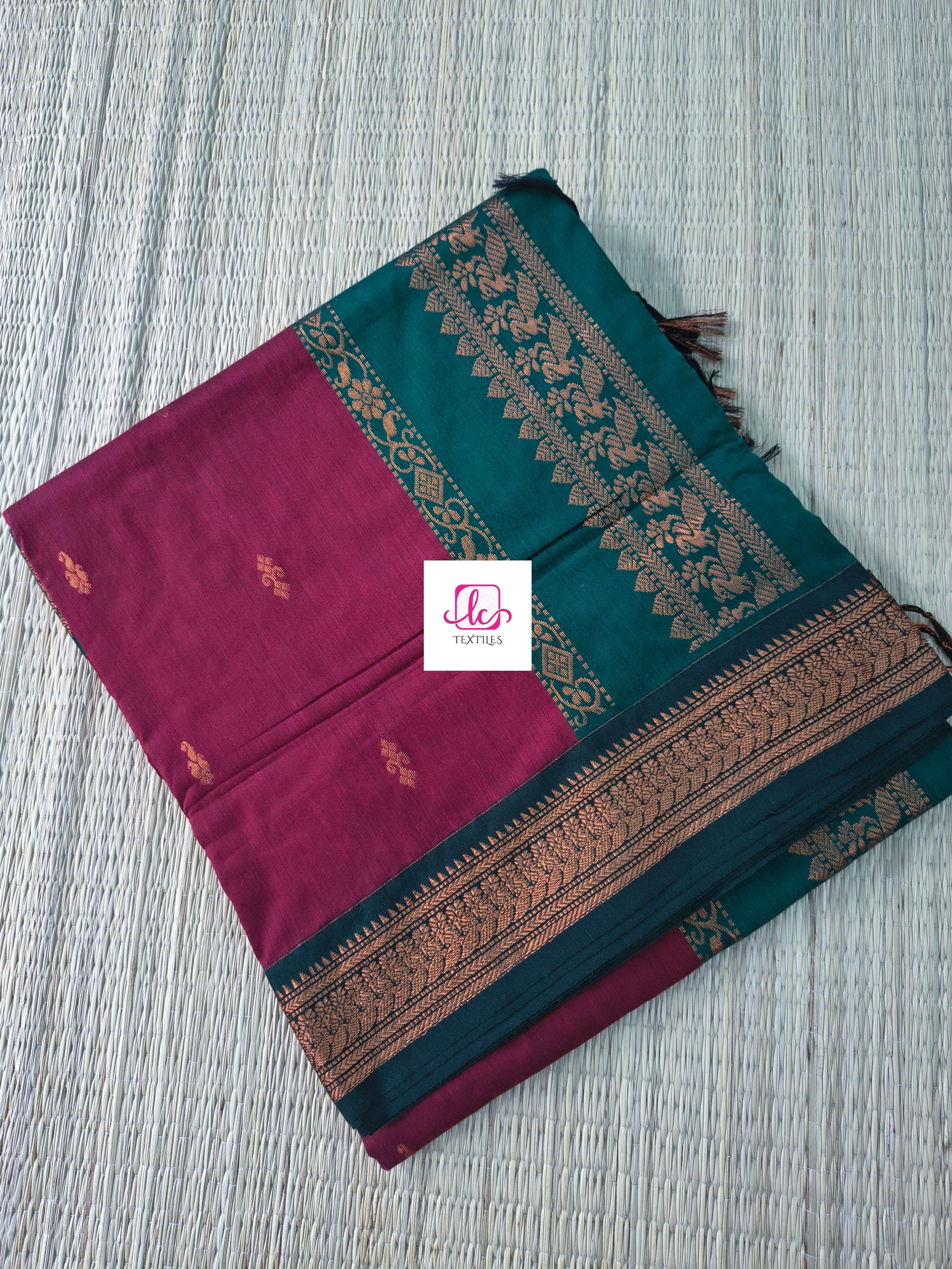 Kalyani cotton -Butta-kum kum maroon-KC03