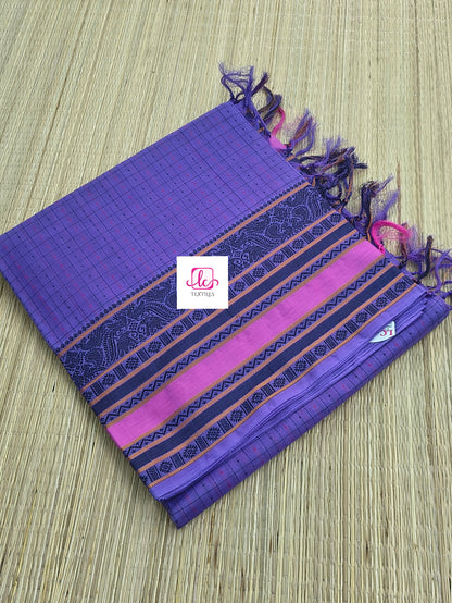 Heritage Handwoven cotton -Lakshadeepam-Lavender -HC20
