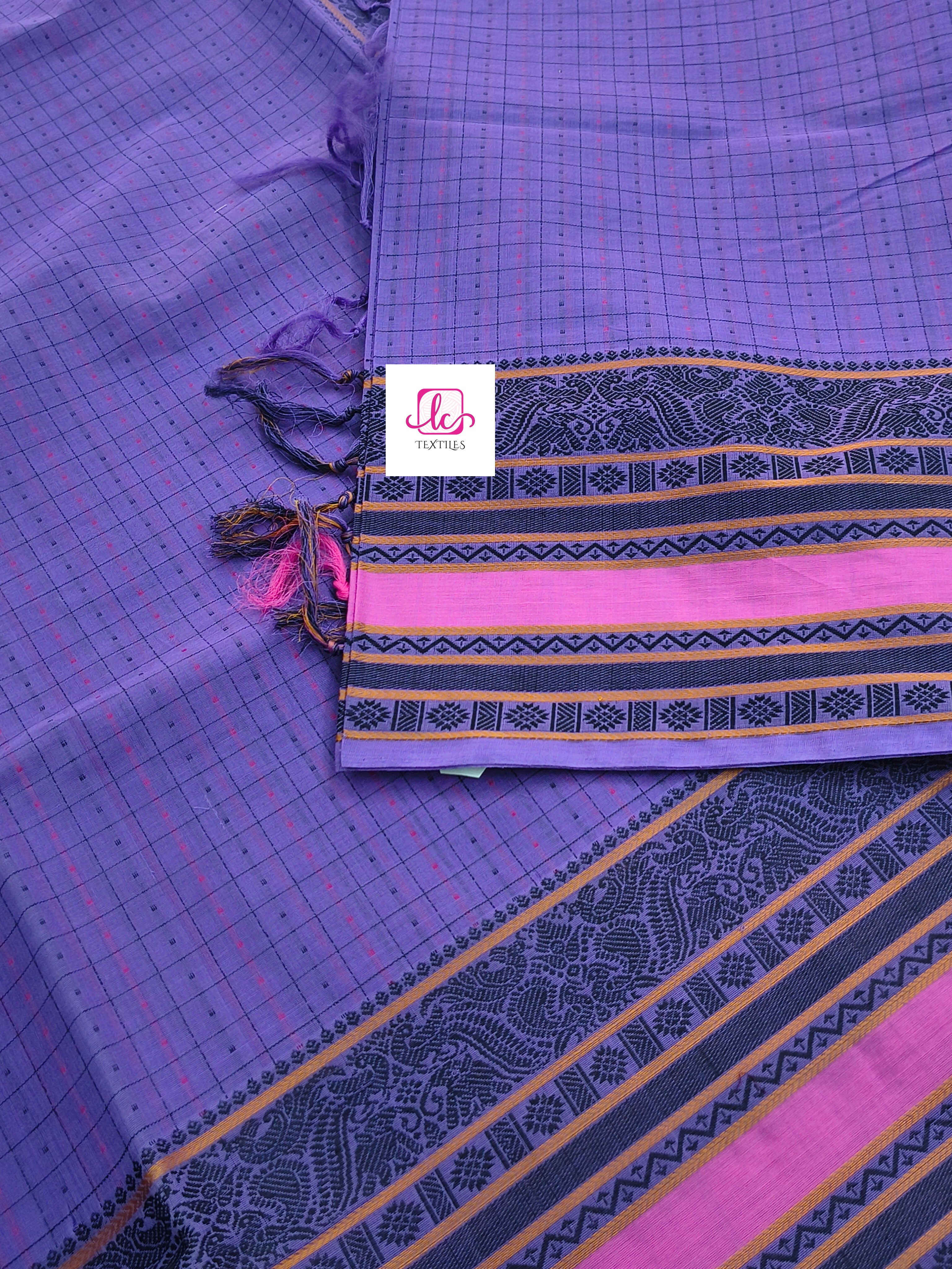 Heritage Handwoven cotton -Lakshadeepam-Lavender -HC20