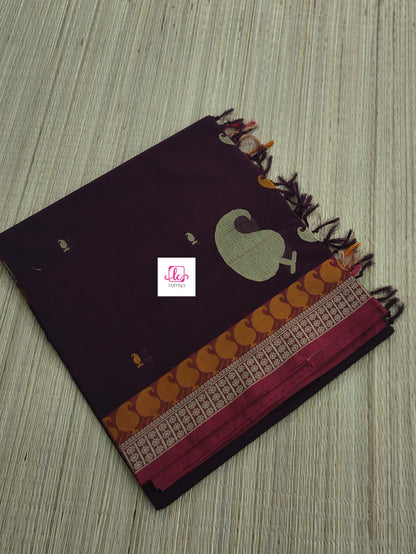 Heritage Handwoven cotton -Side Butta-Brown-HC28