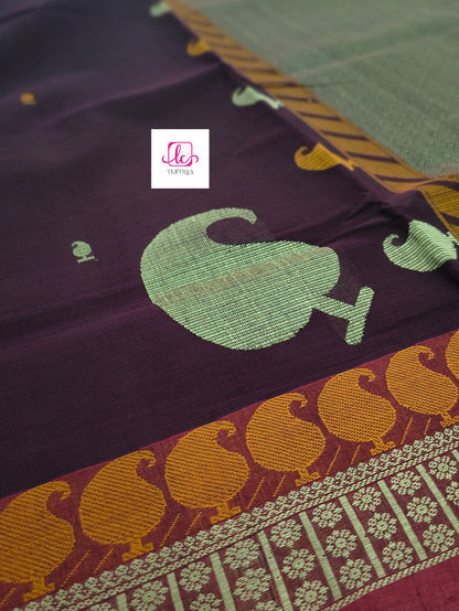 Heritage Handwoven cotton -Side Butta-Brown-HC28