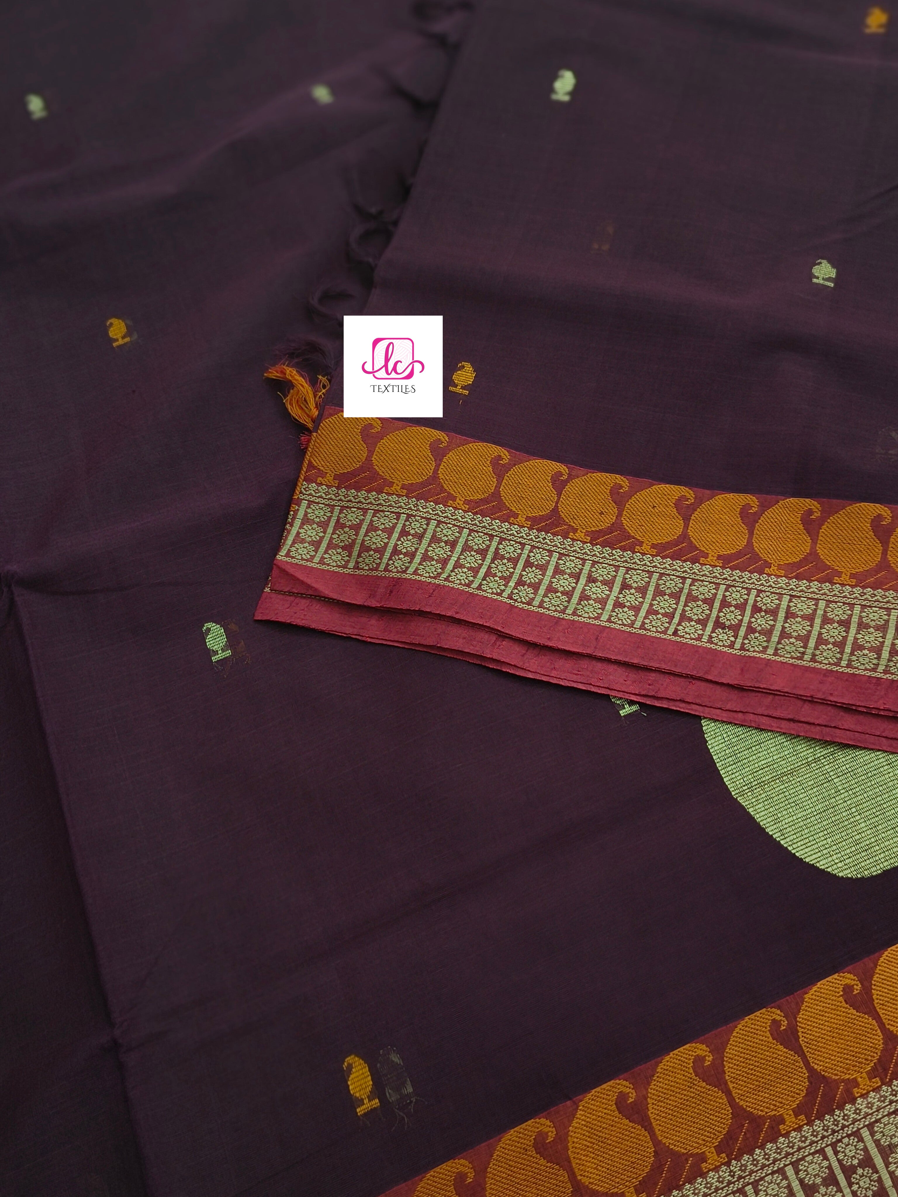 Heritage Handwoven cotton -Side Butta-Brown-HC28