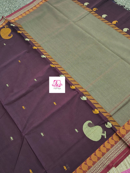 Heritage Handwoven cotton -Side Butta-Brown-HC28