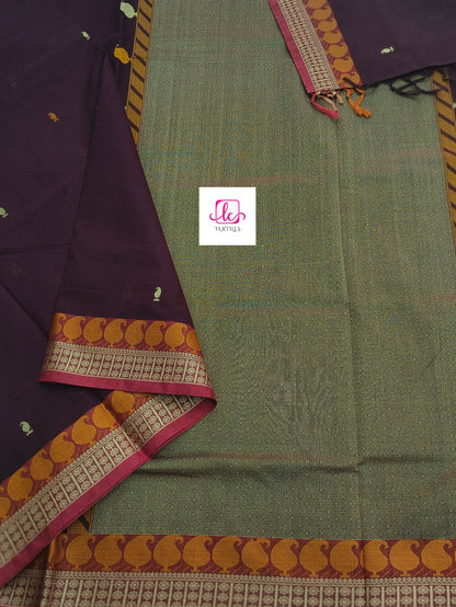 Heritage Handwoven cotton -Side Butta-Brown-HC28