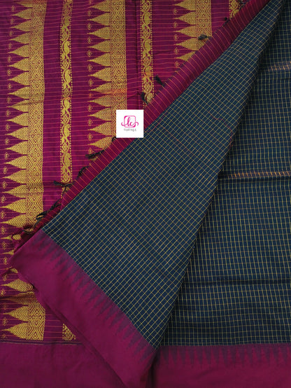 Kalyani cotton- checks- Black- KC08