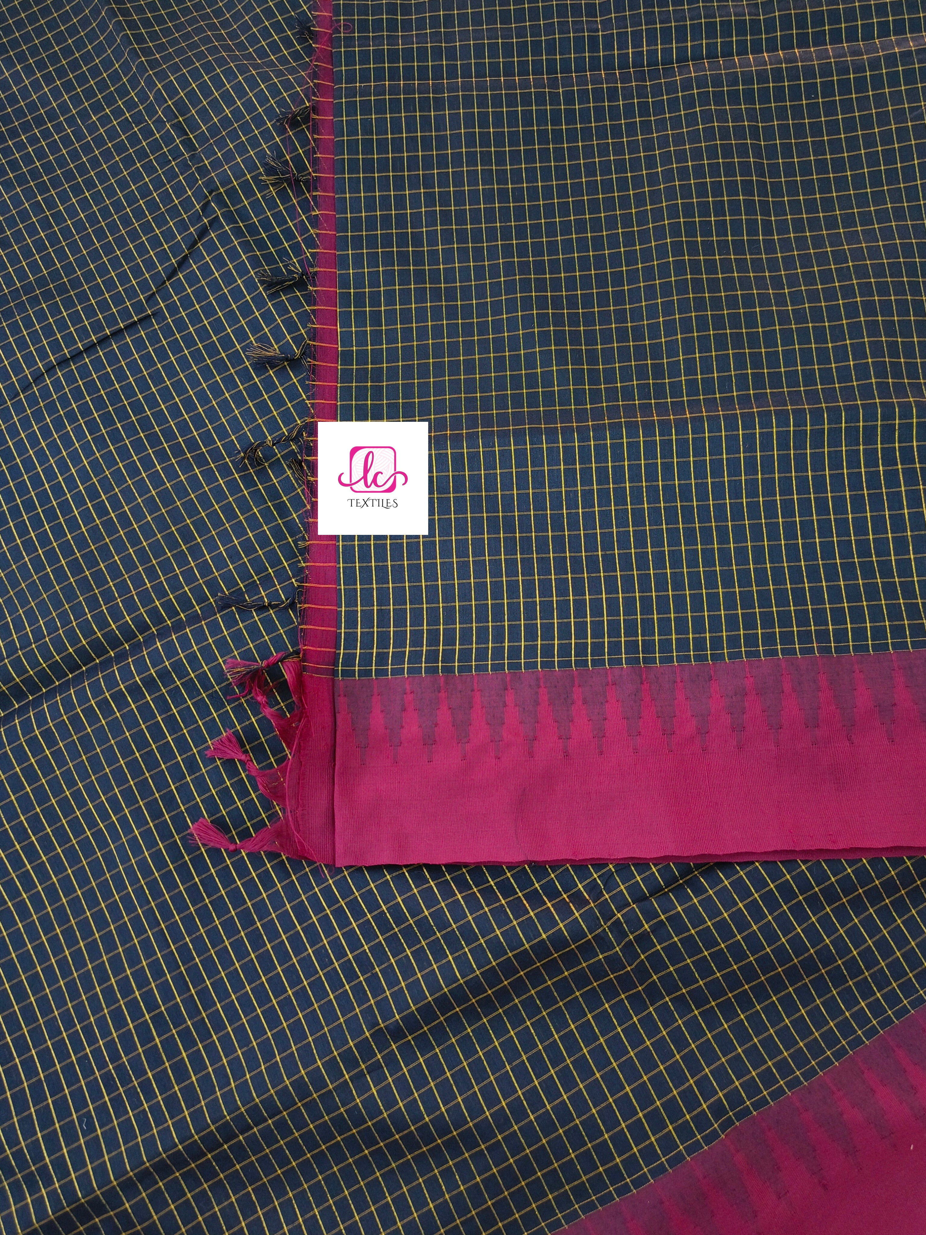 Kalyani cotton- checks- Black- KC08