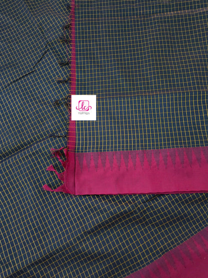 Kalyani cotton- checks- Black- KC08