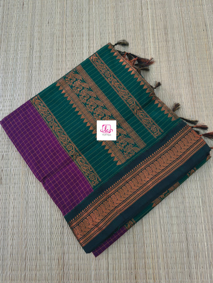 Kalyani cotton- checks- Purple- KC11