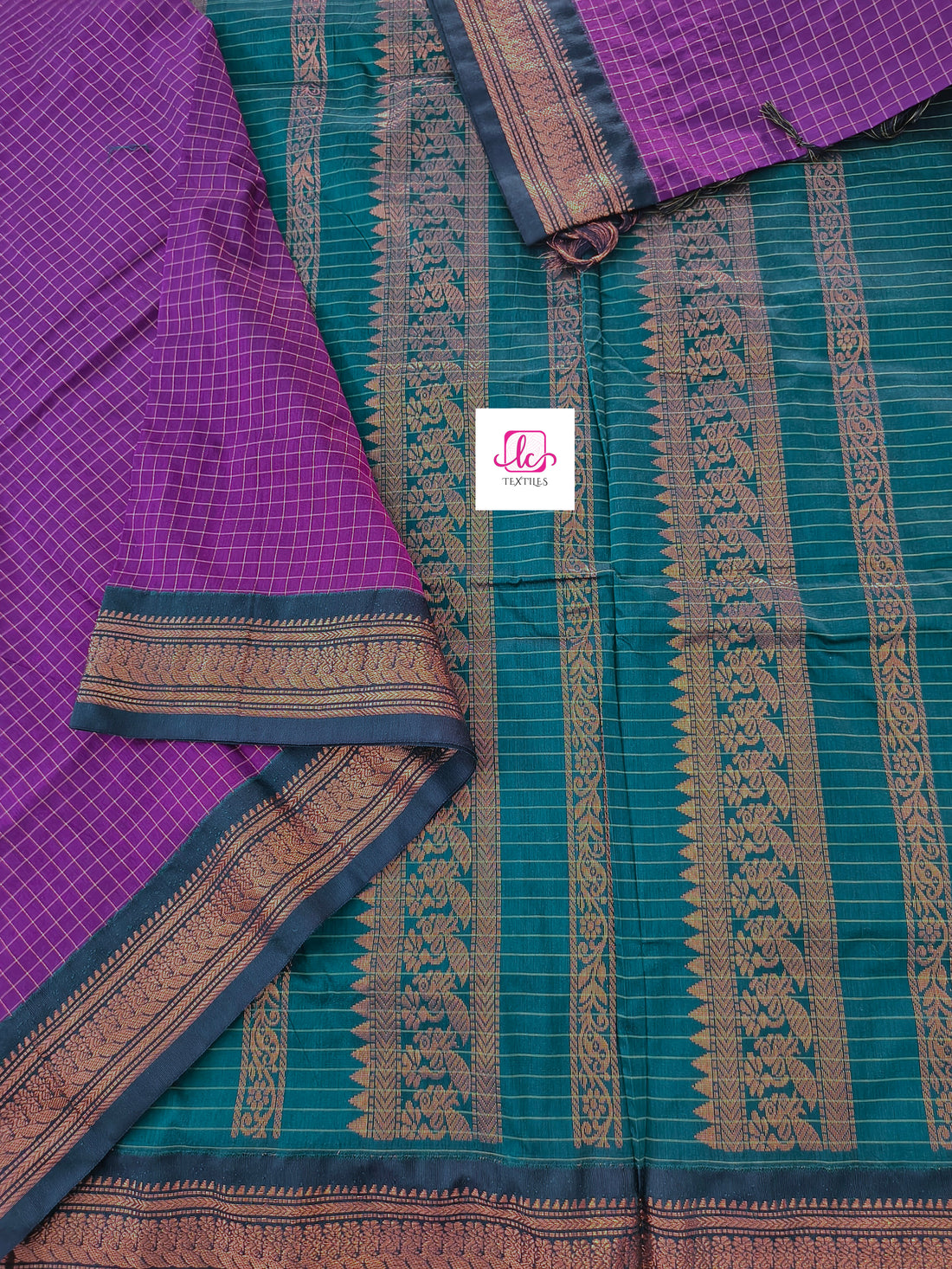 Kalyani cotton- checks- Purple- KC11