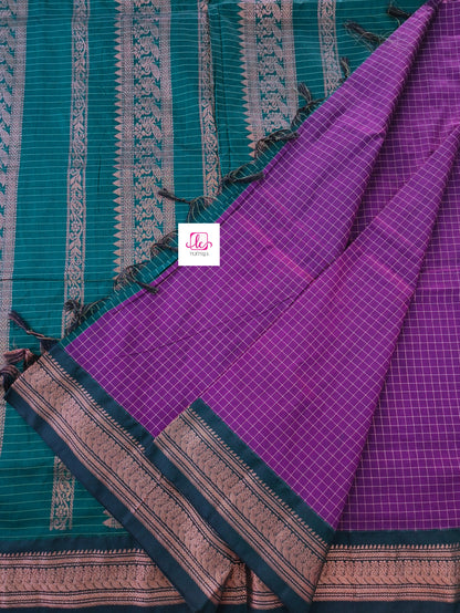 Kalyani cotton- checks- Purple- KC11