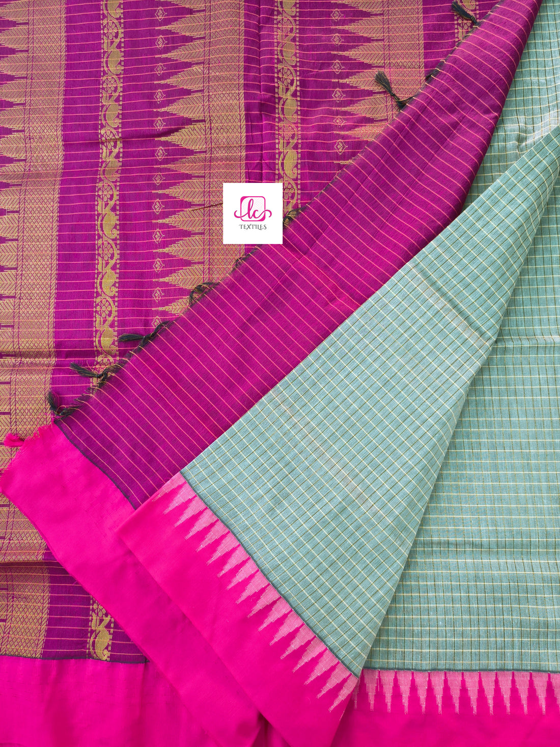 Kalyani cotton- checks- Pastal green- KC10