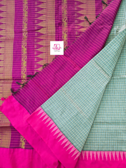 Kalyani cotton- checks- Pastal green- KC10