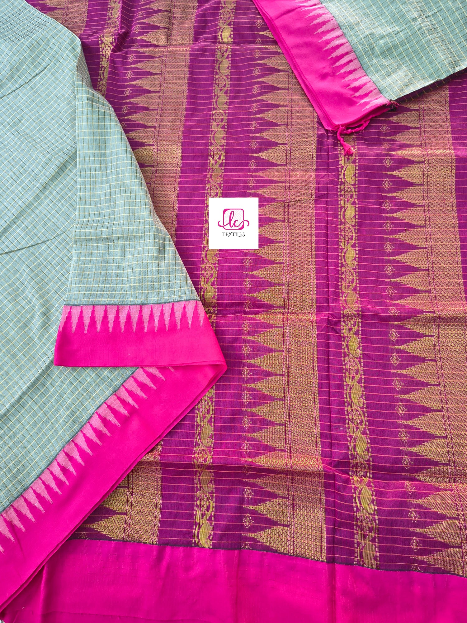 Kalyani cotton- checks- Pastal green- KC10