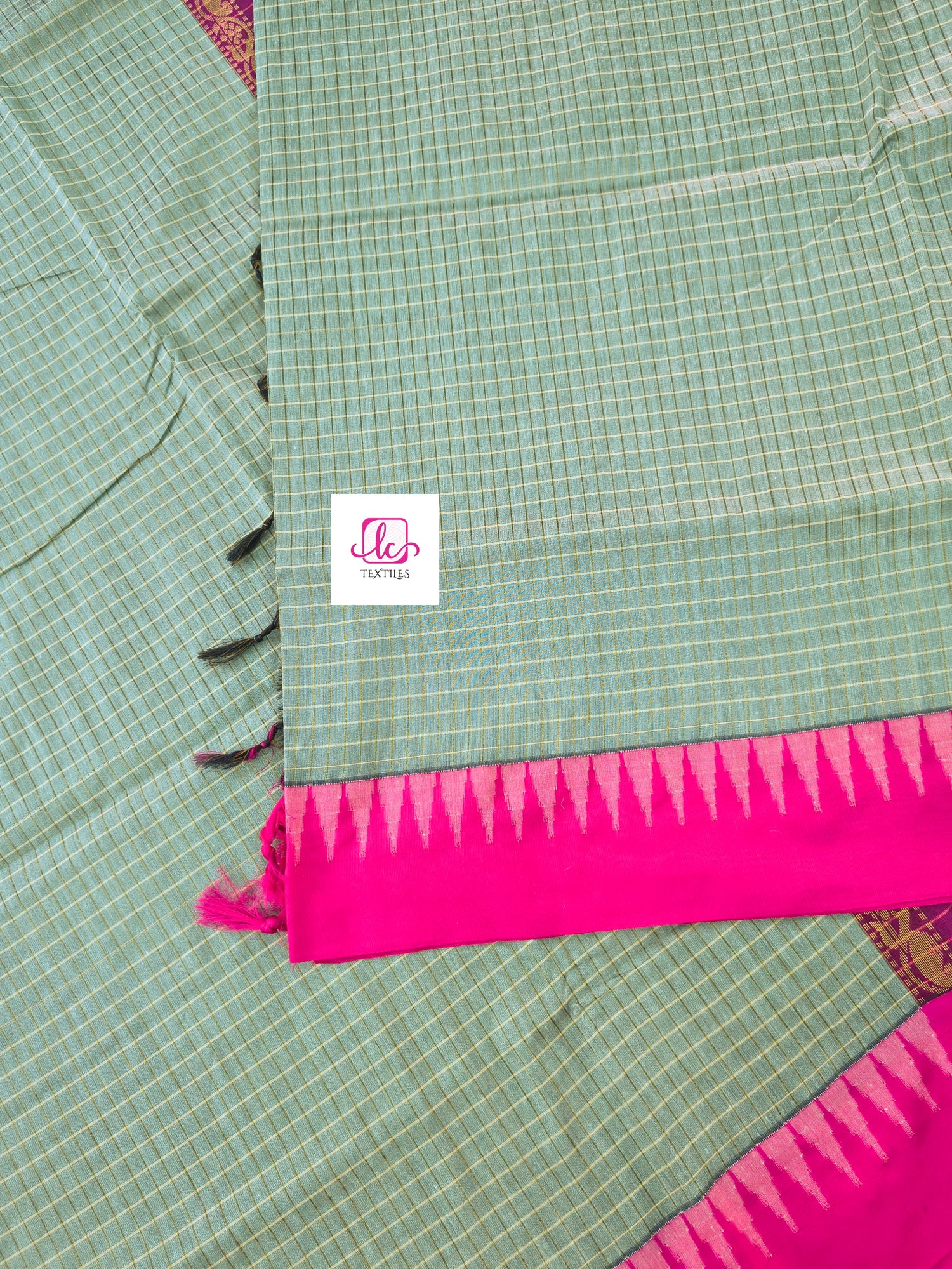 Kalyani cotton- checks- Pastal green- KC10