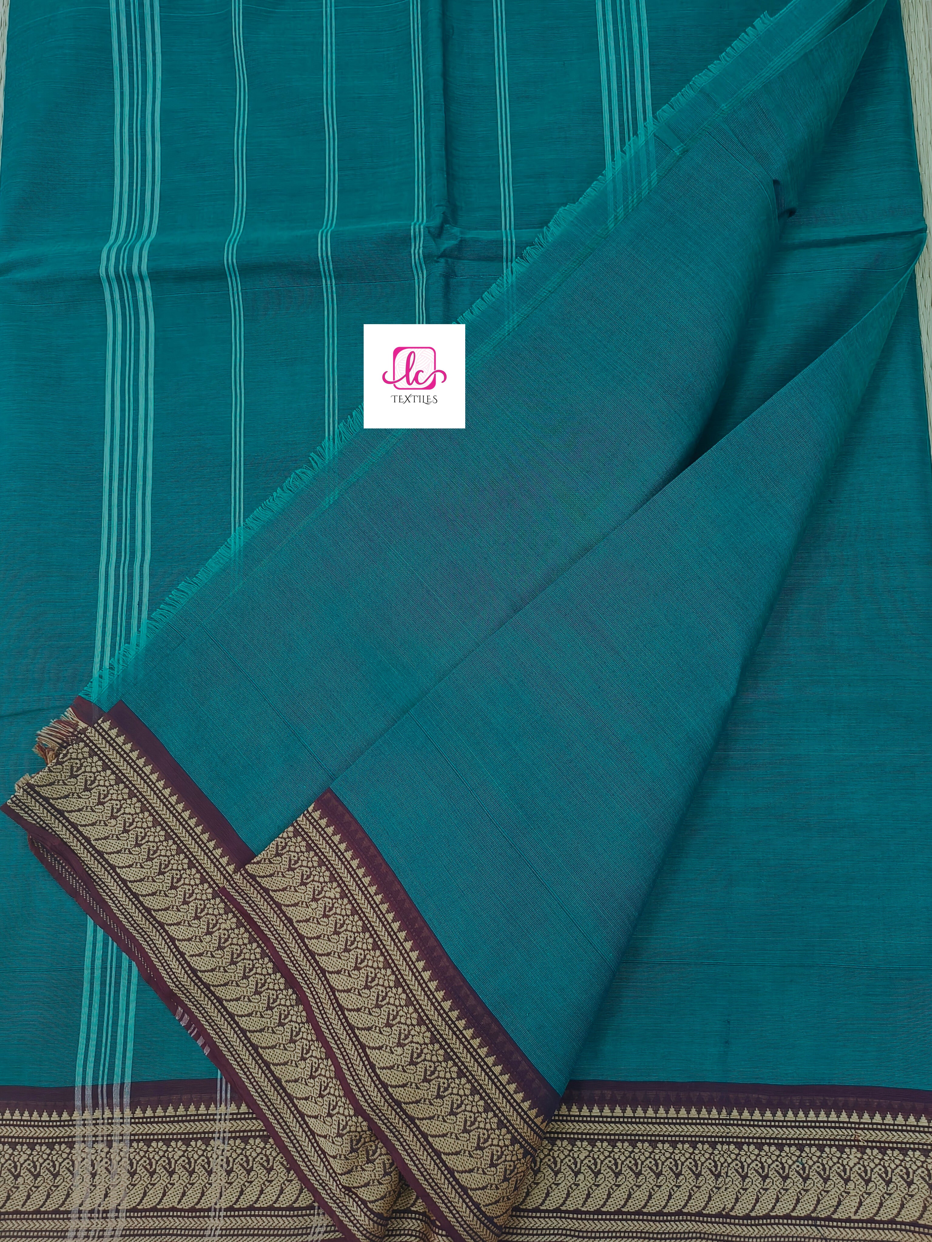 Madisar-chettinad cotton-Peacock blue blue-msc09