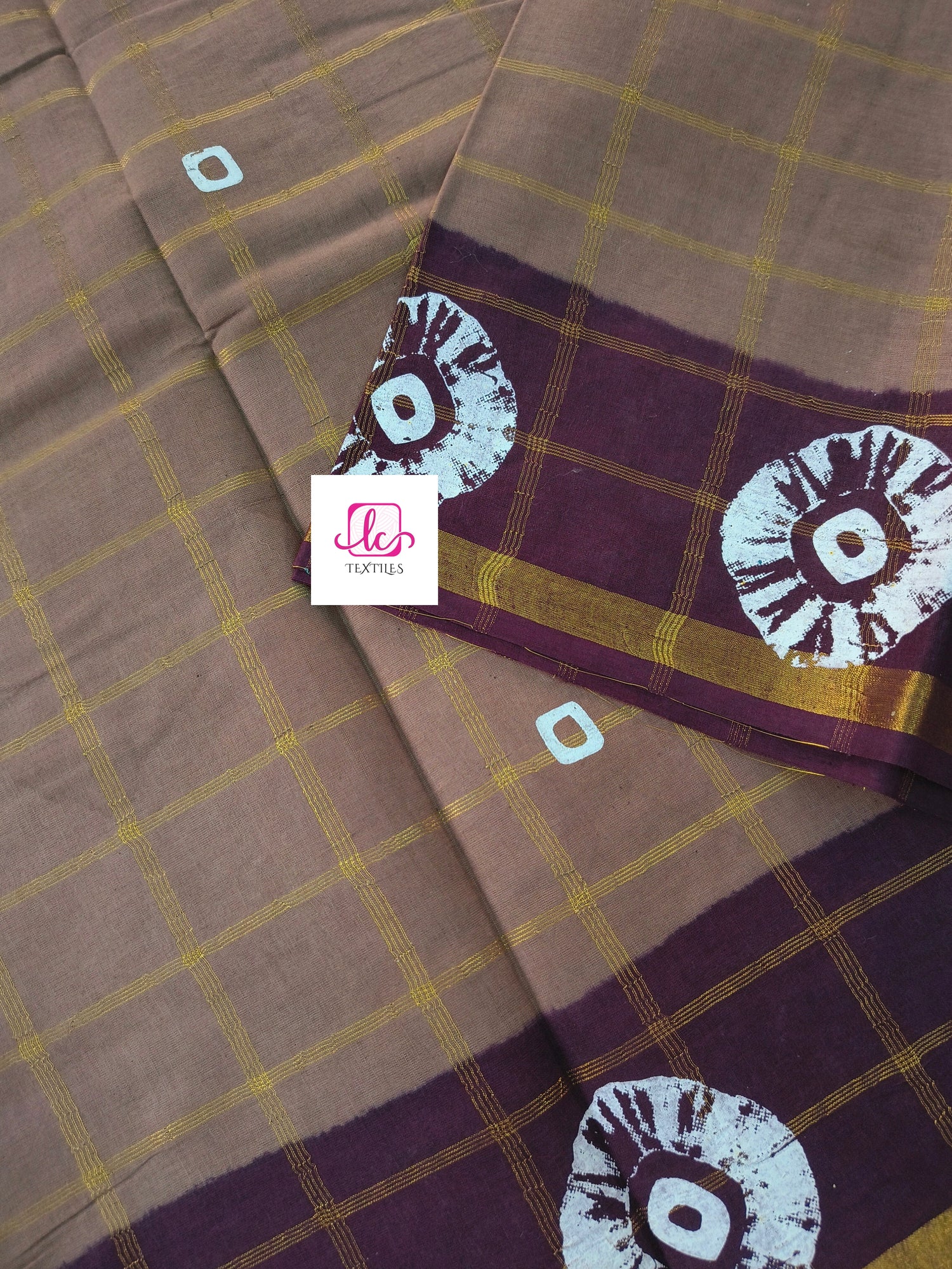 Madurai Sungudi Cotton - zari checks - Tussar- MS69