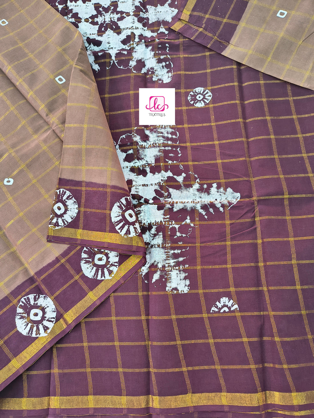 Madurai Sungudi Cotton - zari checks - Tussar- MS69