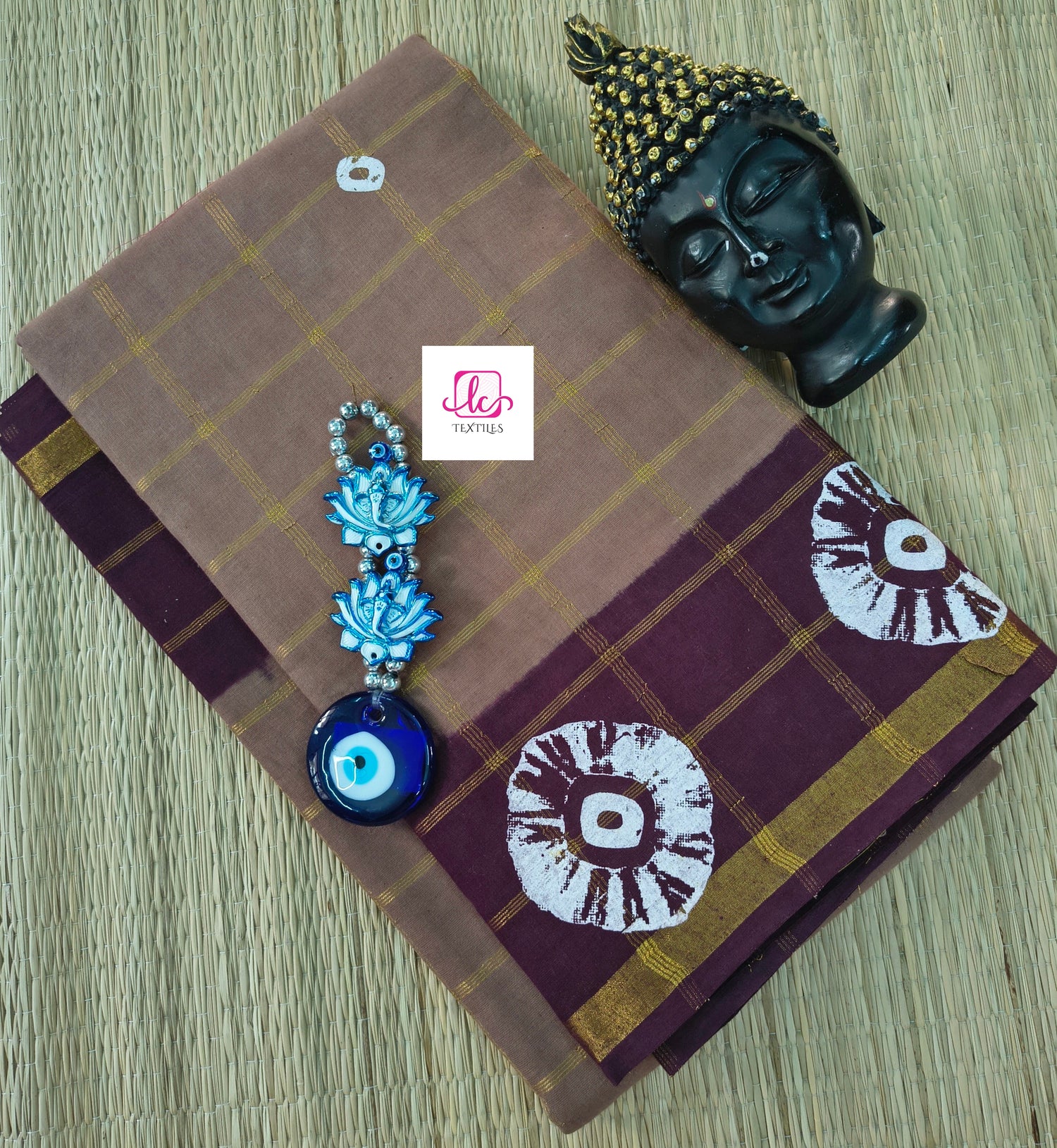 Madurai Sungudi Cotton - zari checks - Tussar- MS69