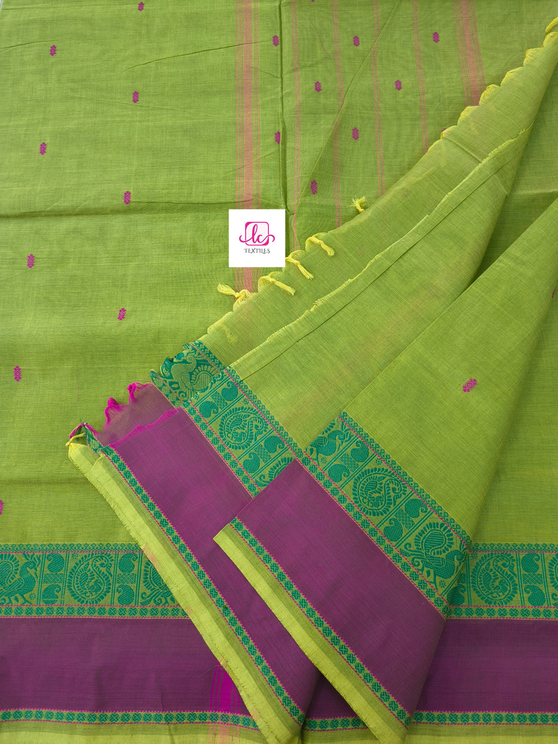 Chettinad Cotton -Office Wear -Lemon yellow mixed green - CCOW58