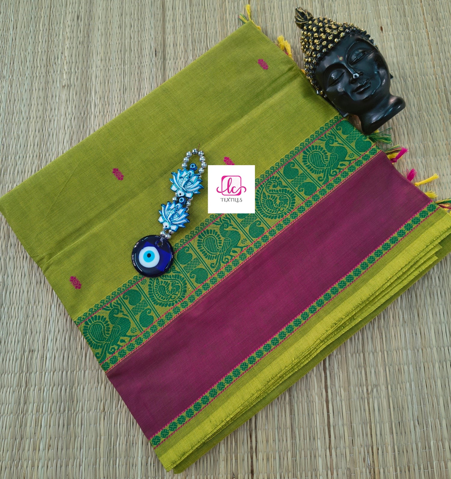 Chettinad Cotton -Office Wear -Lemon yellow mixed green - CCOW58