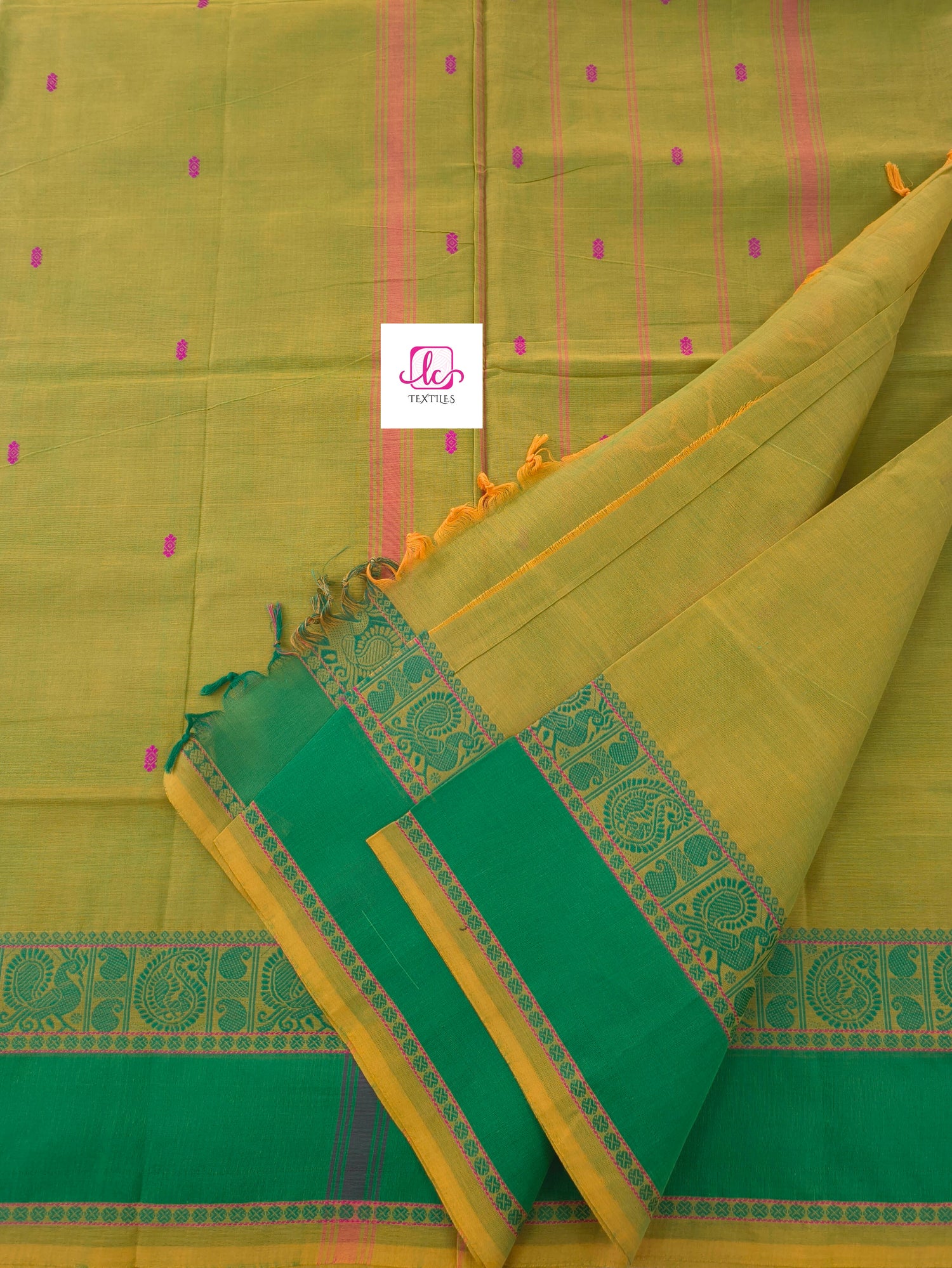 Chettinad Cotton -Office Wear -Mango yellow mixed green- CCOW59