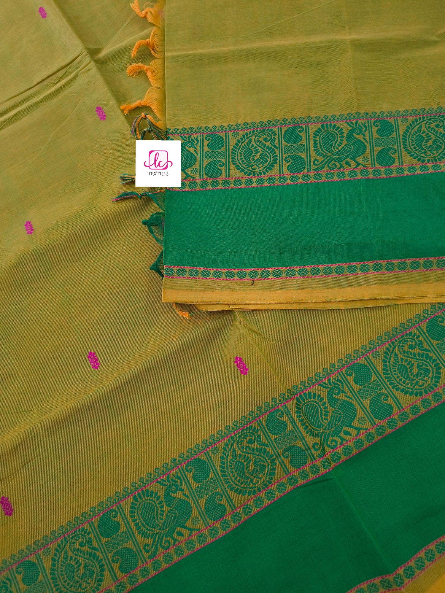 Chettinad Cotton -Office Wear -Mango yellow mixed green- CCOW59