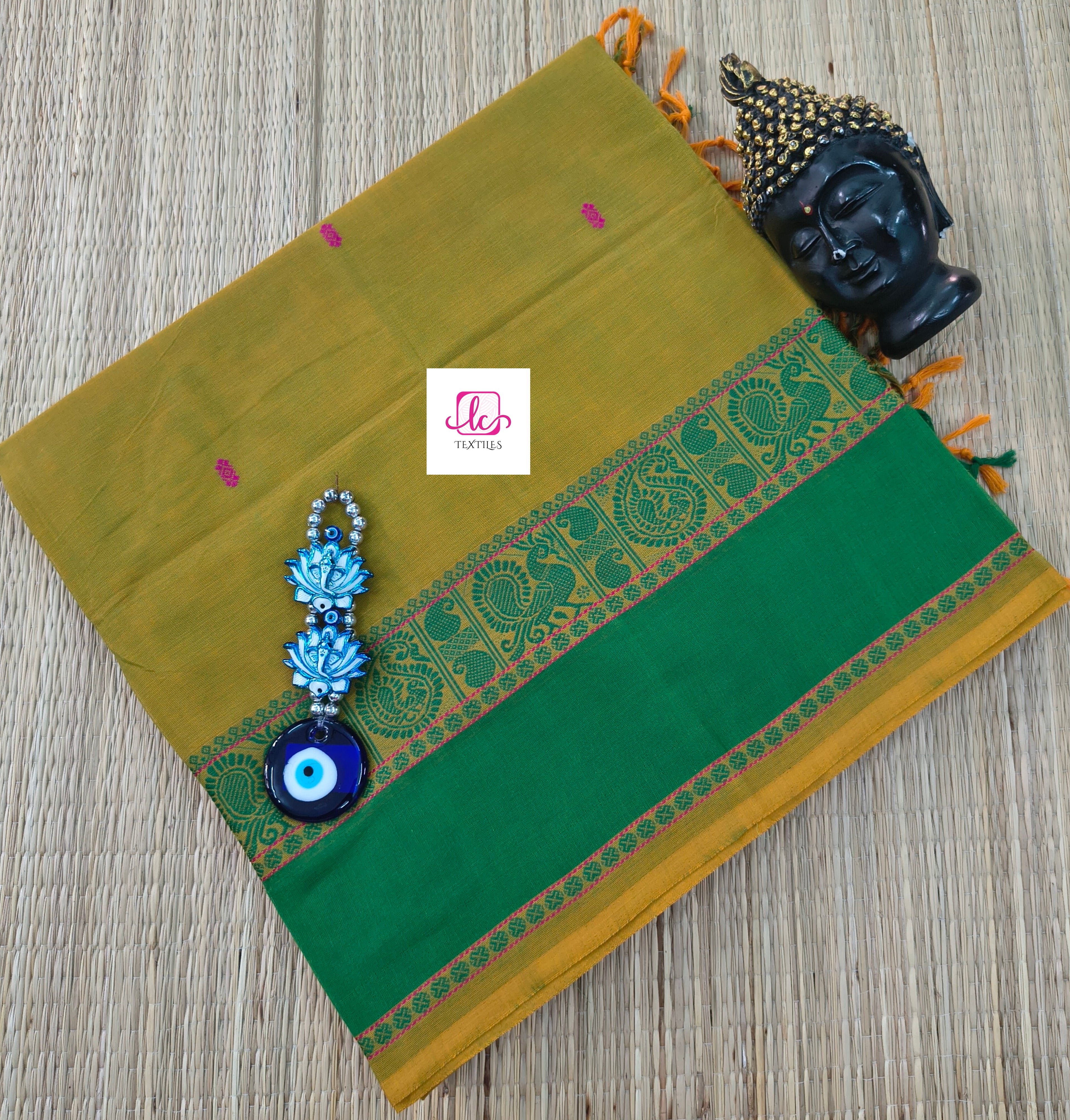 Chettinad Cotton -Office Wear -Mango yellow mixed green- CCOW59