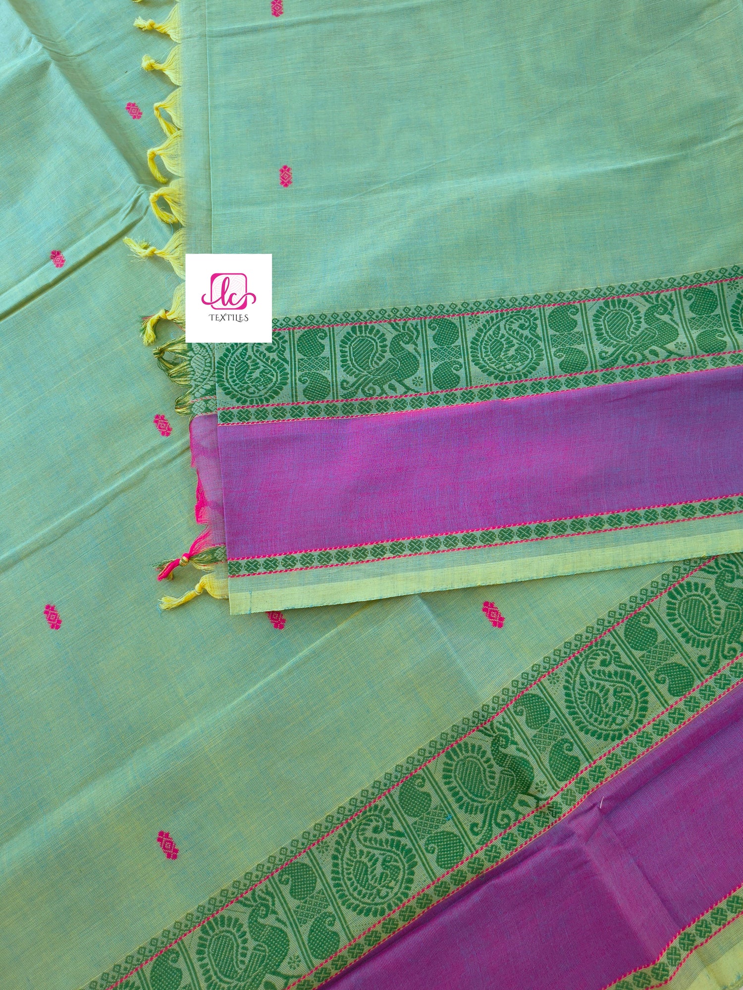 Chettinad Cotton -Office Wear -Lemon yellow mixed blue dual tone- CCOW60