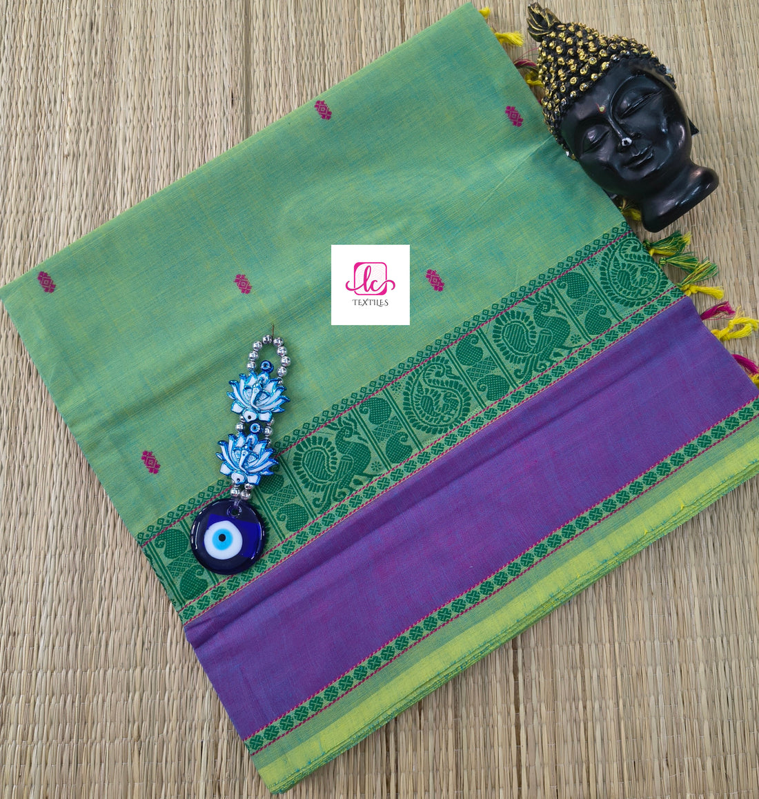 Chettinad Cotton -Office Wear -Lemon yellow mixed blue dual tone- CCOW60