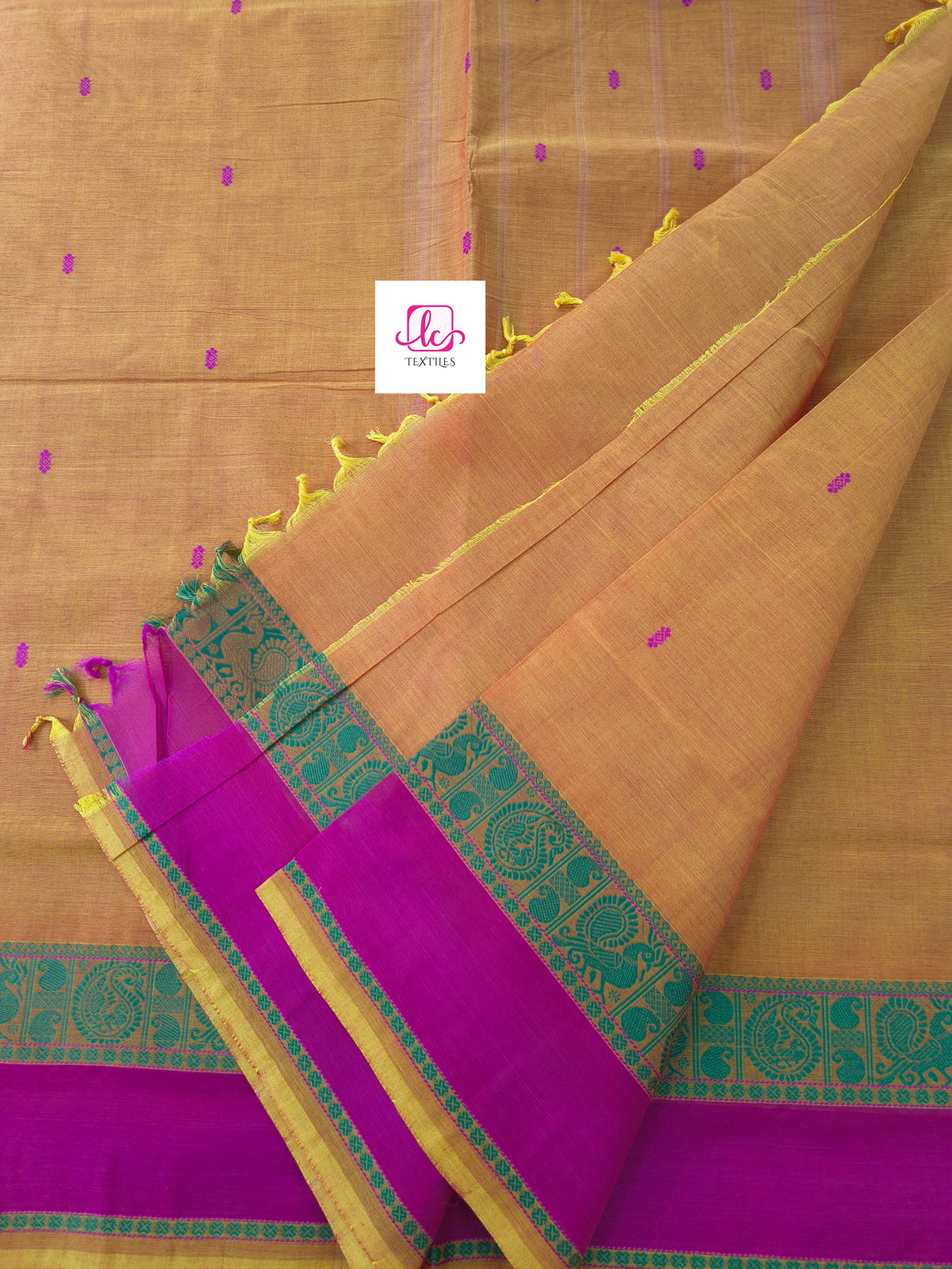 Chettinad Cotton -Office Wear -Lemon yellow mixed pink dual tone- CCOW61