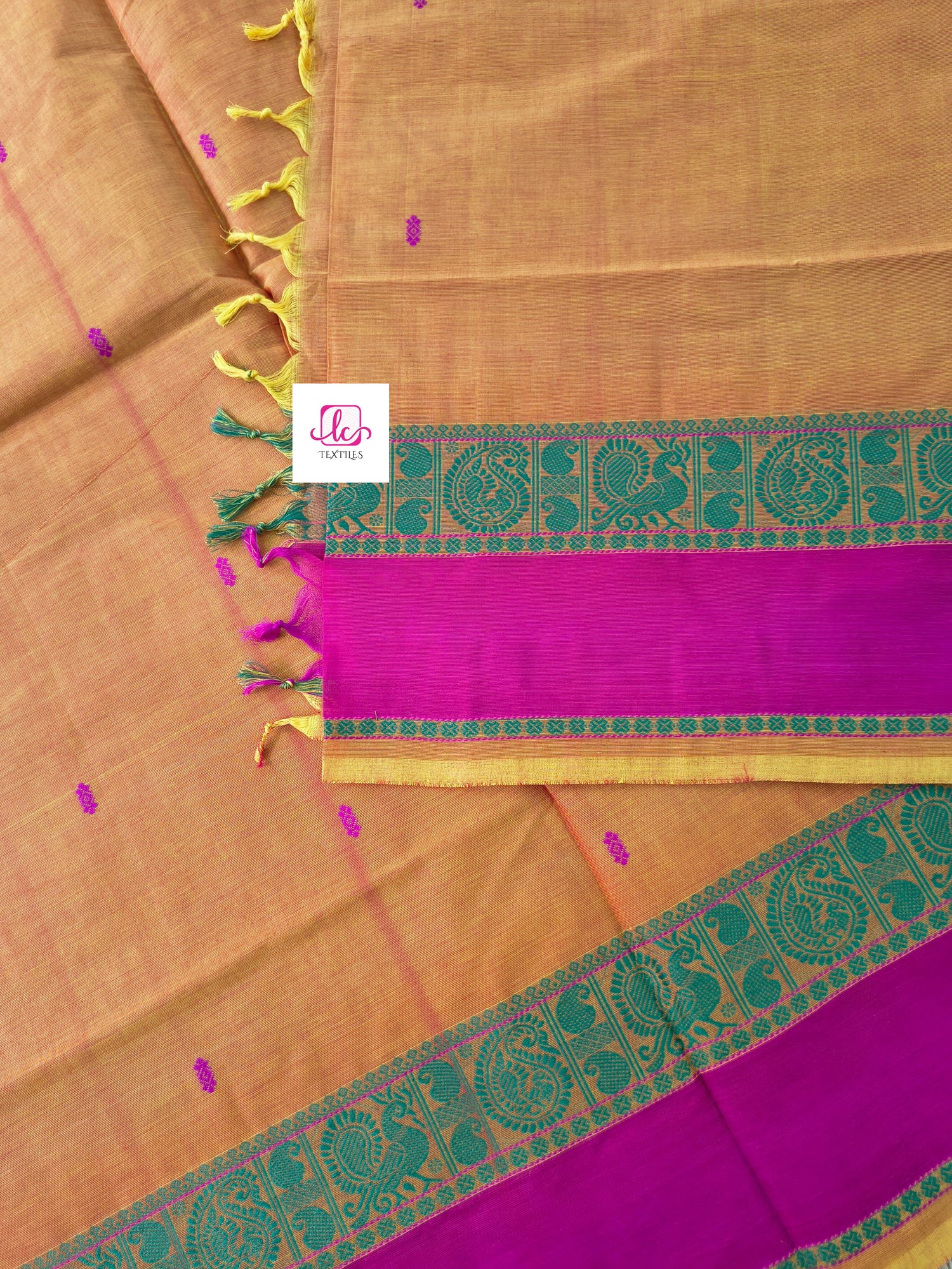 Chettinad Cotton -Office Wear -Lemon yellow mixed pink dual tone- CCOW61