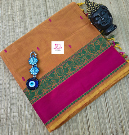 Chettinad Cotton -Office Wear -Lemon yellow mixed pink dual tone- CCOW61