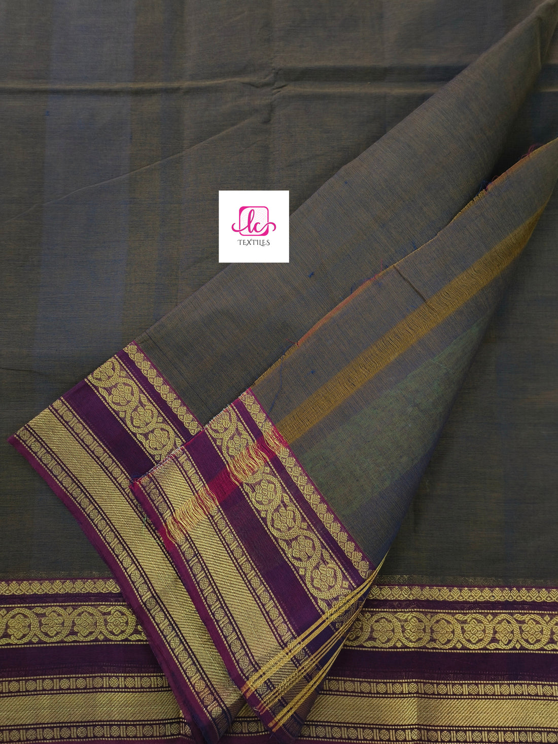Madisar-chettinad cotton-Khaki mixed maroon dual tone-msc04