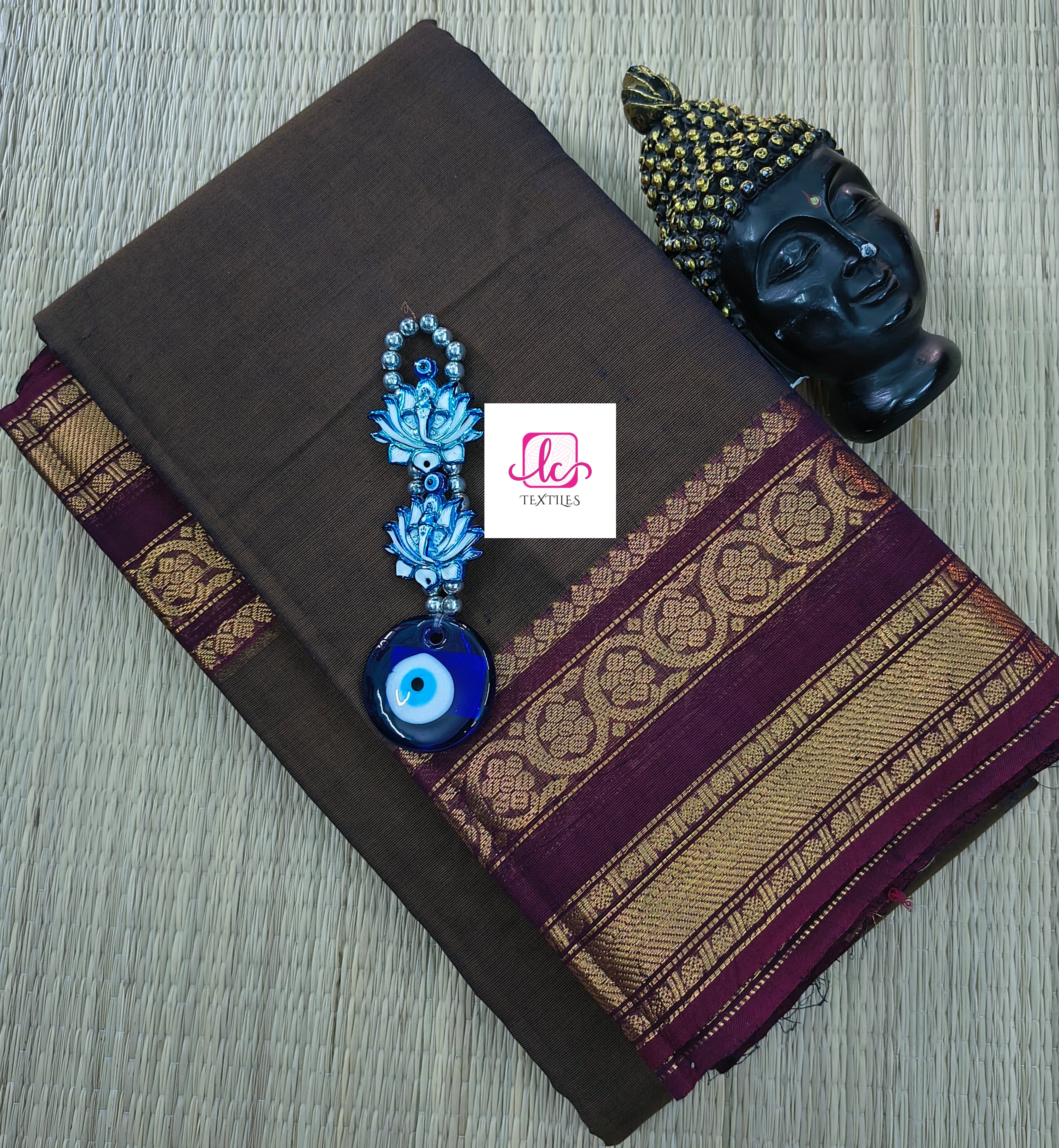 Madisar-chettinad cotton-Khaki mixed maroon dual tone-msc04