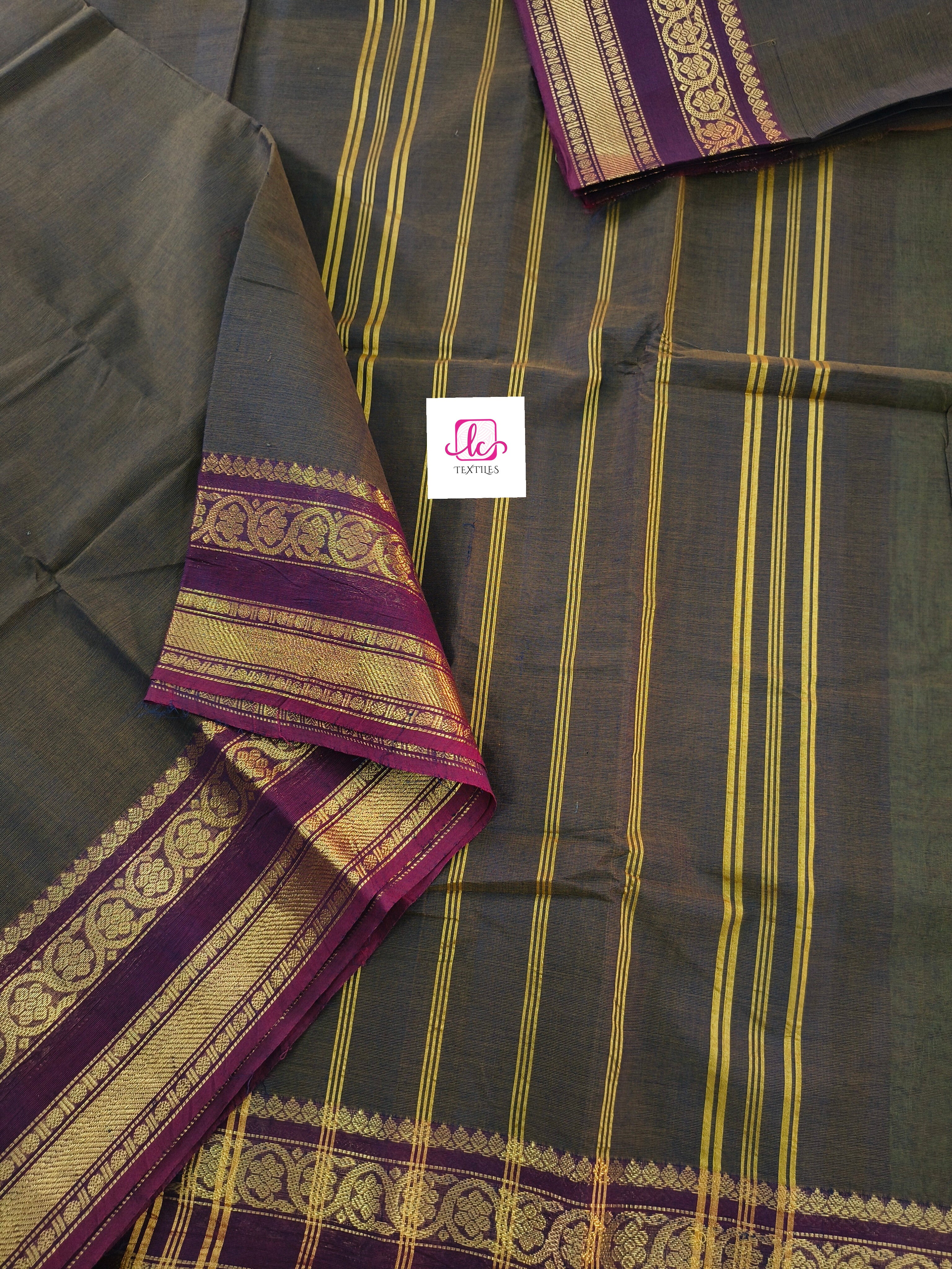 Madisar-chettinad cotton-Khaki mixed maroon dual tone-msc04