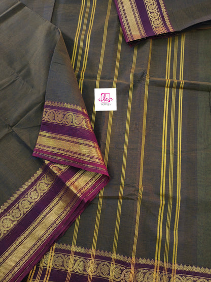 Madisar-chettinad cotton-Khaki mixed maroon dual tone-msc04