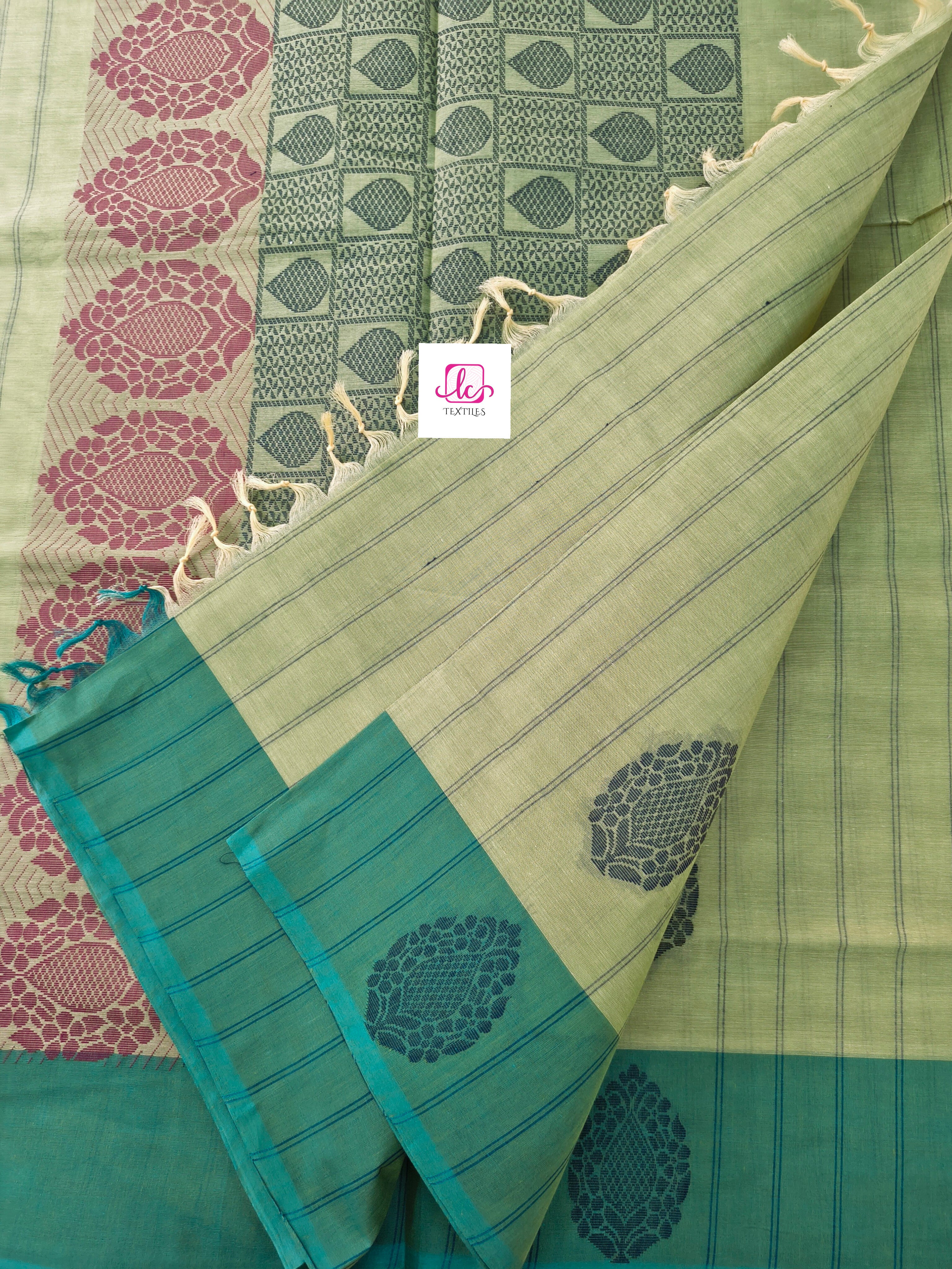 Negamam Cotton Saree -pistachio green- NC80