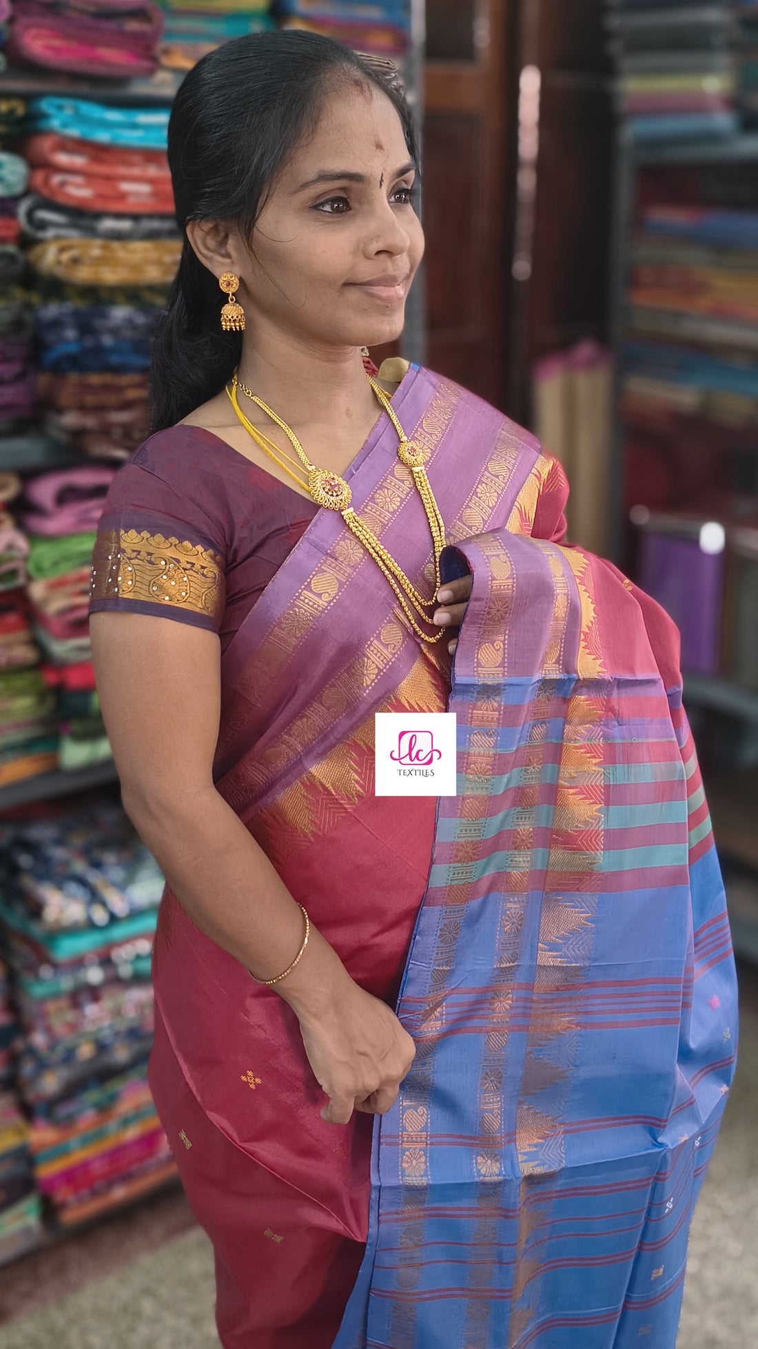 Banana pith silk saree - Deep Red shade-BPS07