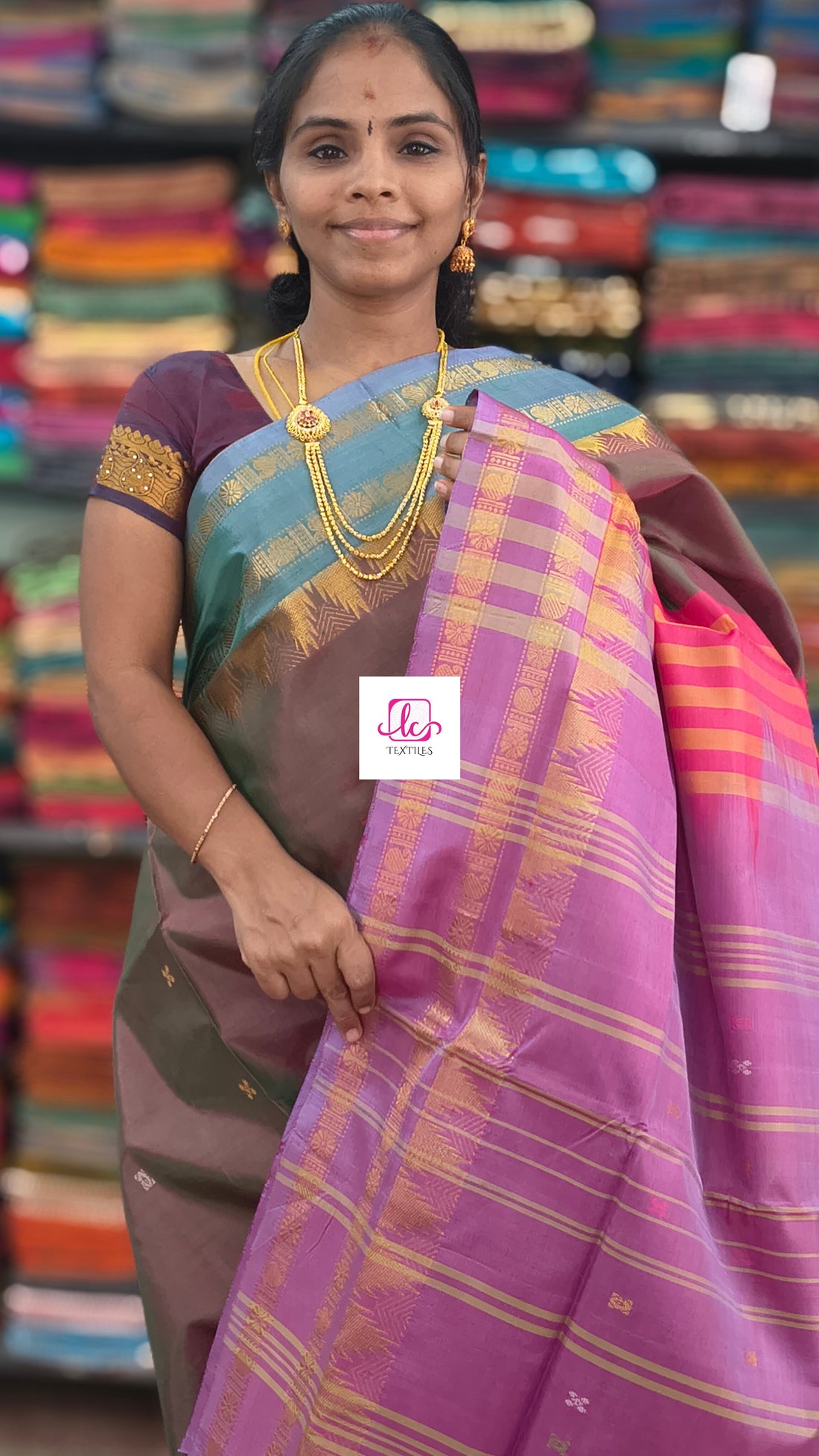 Banana pith silk saree - Dual tone-BPS09