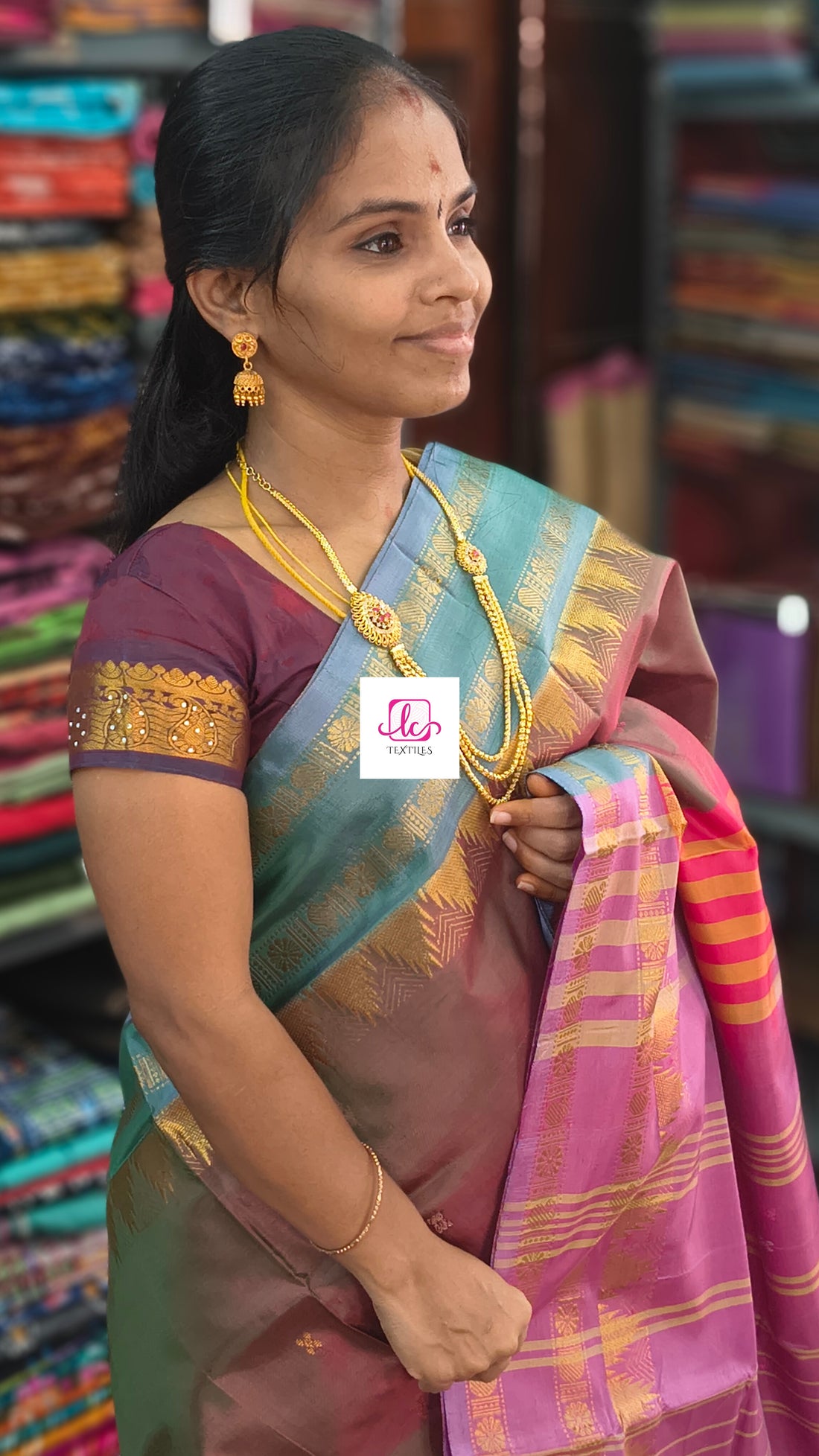 Banana pith silk saree - Dual tone-BPS09