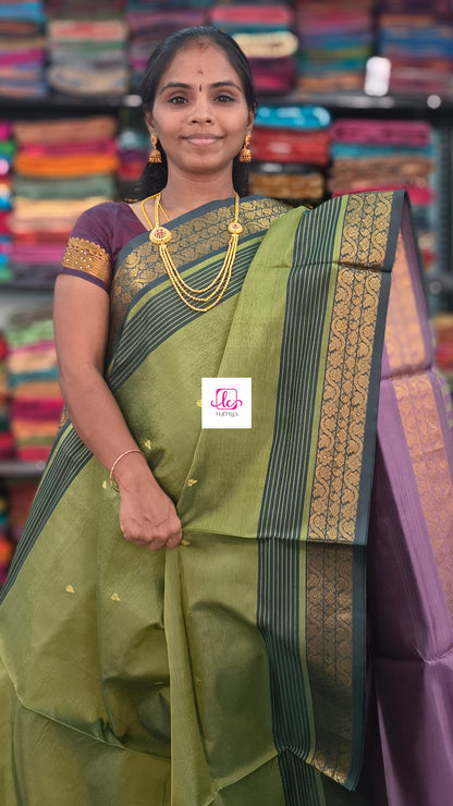 Banana pith silk saree -Olive green -BPS11