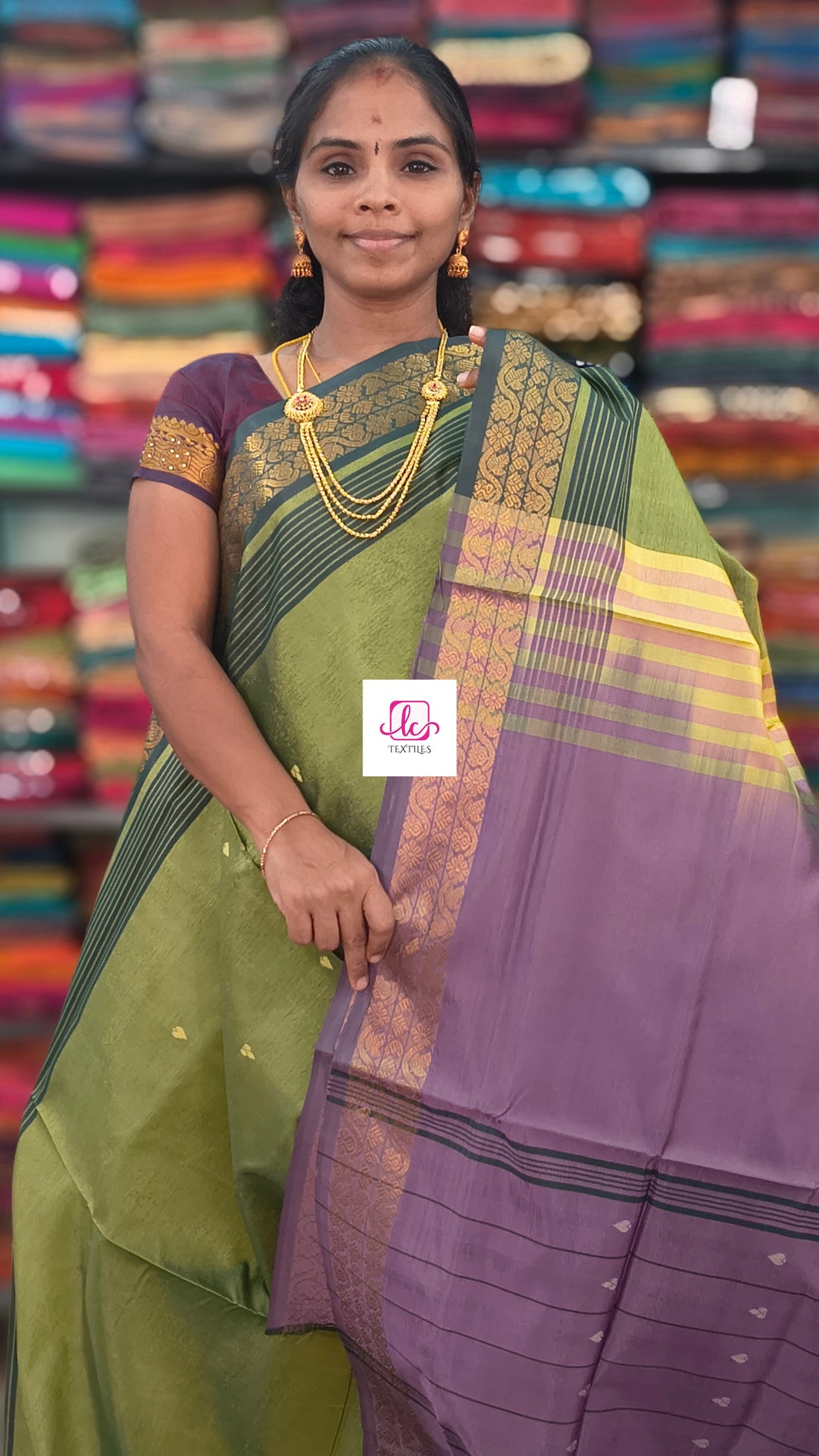 Banana pith silk saree -Olive green -BPS11
