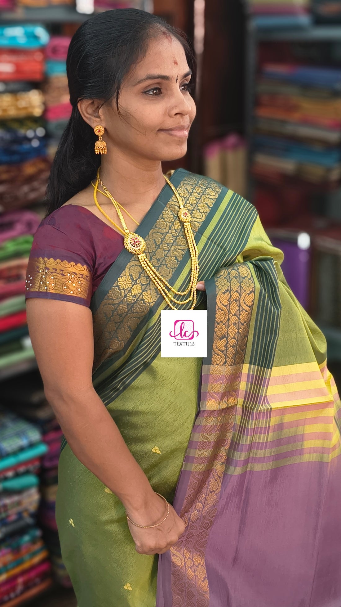 Banana pith silk saree -Olive green -BPS11