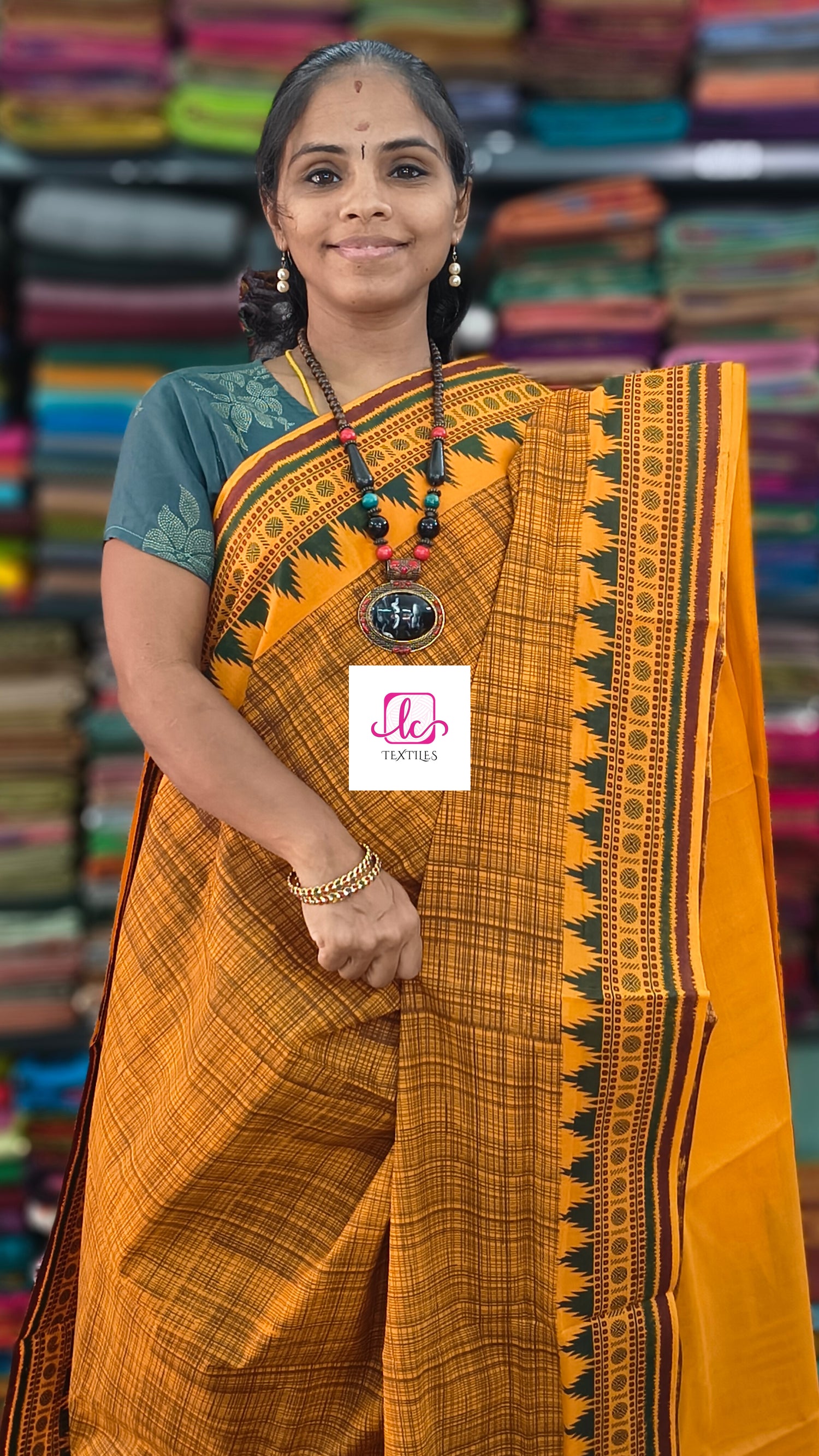 Madurai Sungudi Cotton -Mango yellow- MS81
