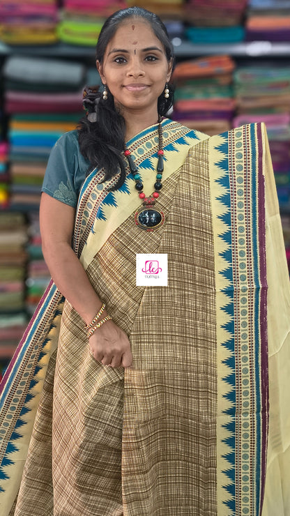 Madurai Sungudi Cotton -Butter cream- MS82