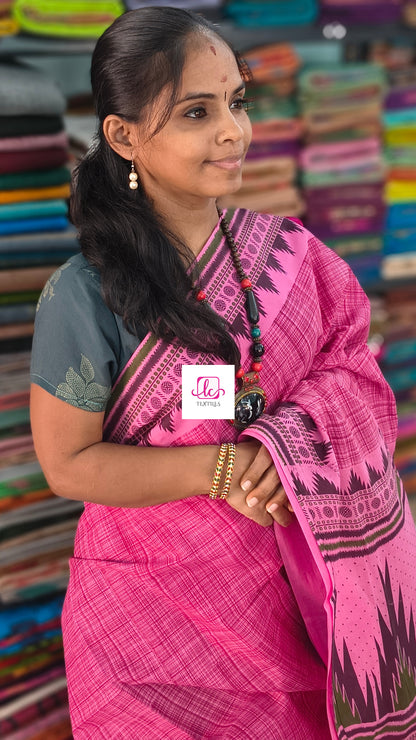 Madurai Sungudi Cotton -pink-MS87