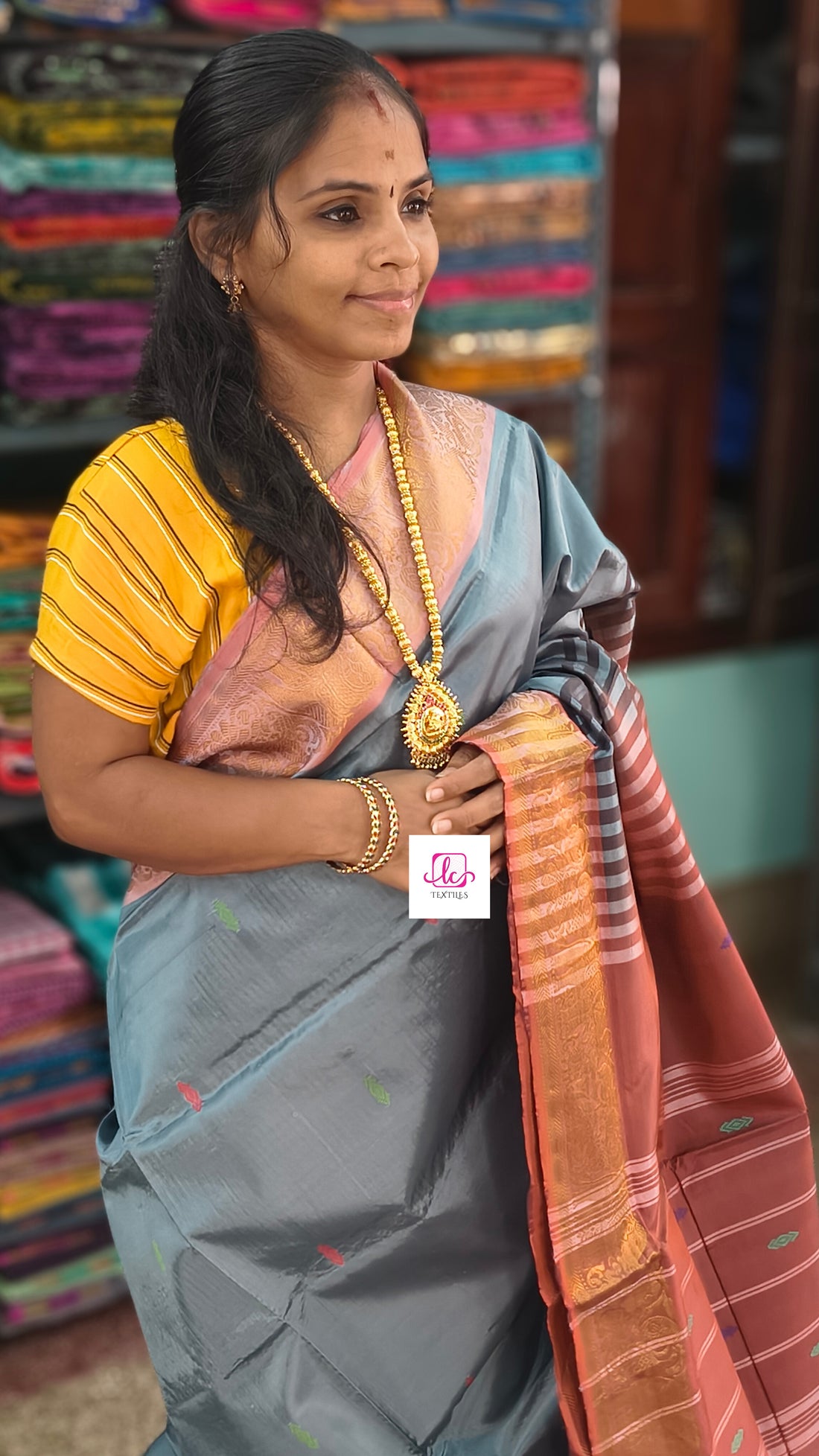 Banana pith silk saree -Cement grey -BPS12